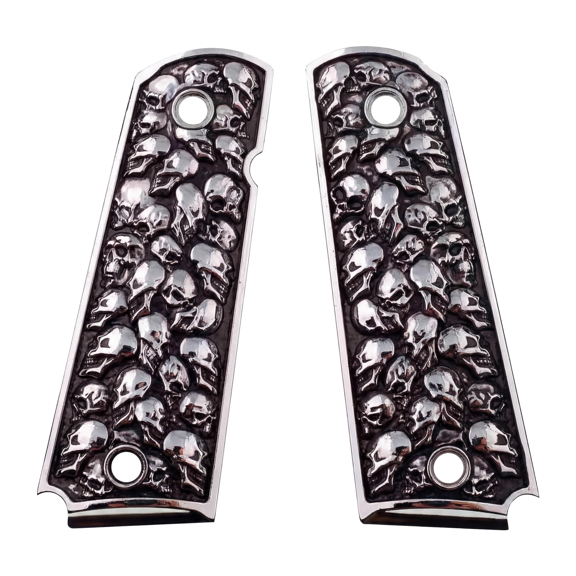 Amazon.com : 1911 Grips – Aluminum Alloy Pewter Finish Skull