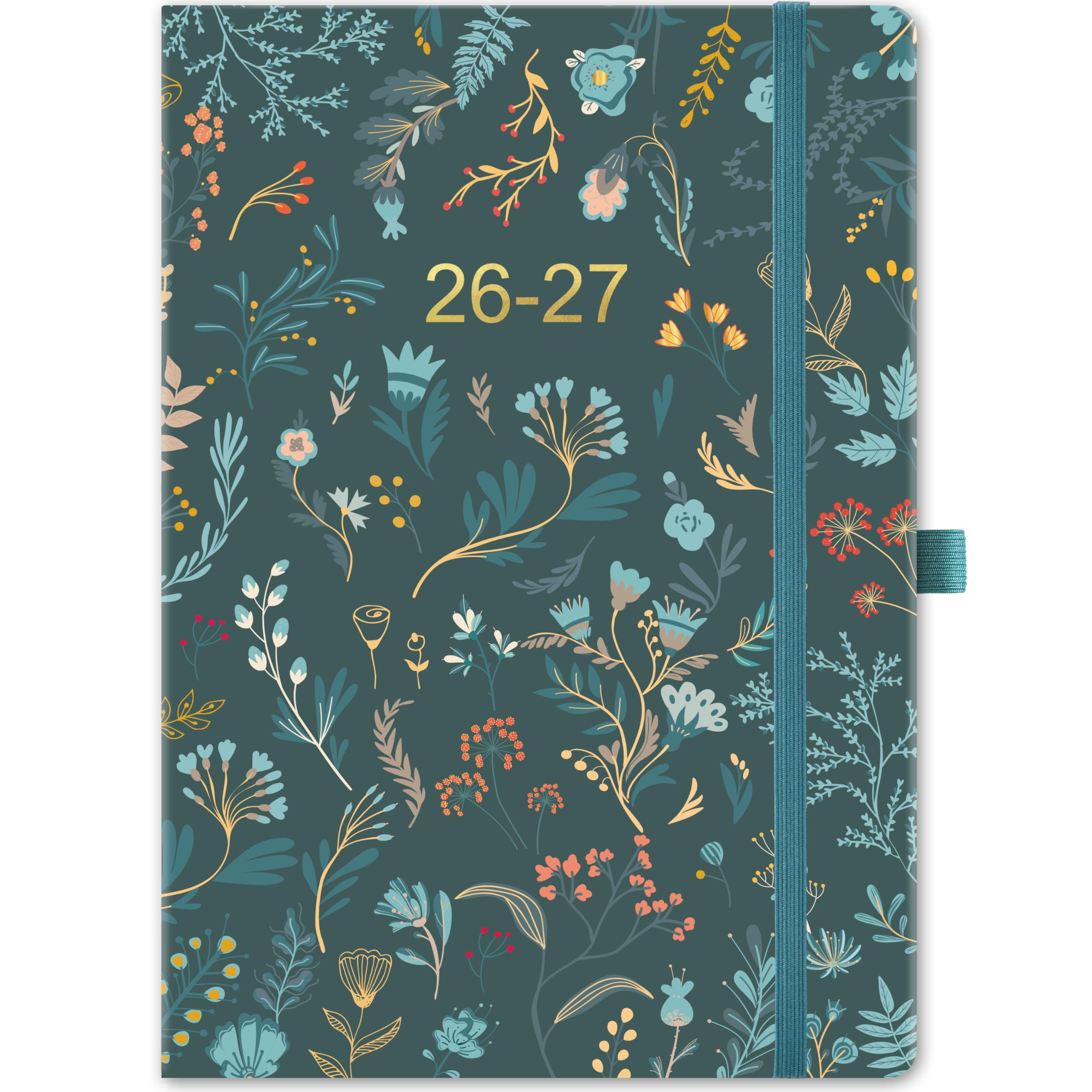 Kamaking Academic Diary 2026-2027 - A5 Diary Week to View, Mid Year Planning for Teacher, Student, Work, Aug' 2026 - Jul' 2027, Leafy Hardcover, Elastic Closure & Pen Loop, Inner Pocket — image 1