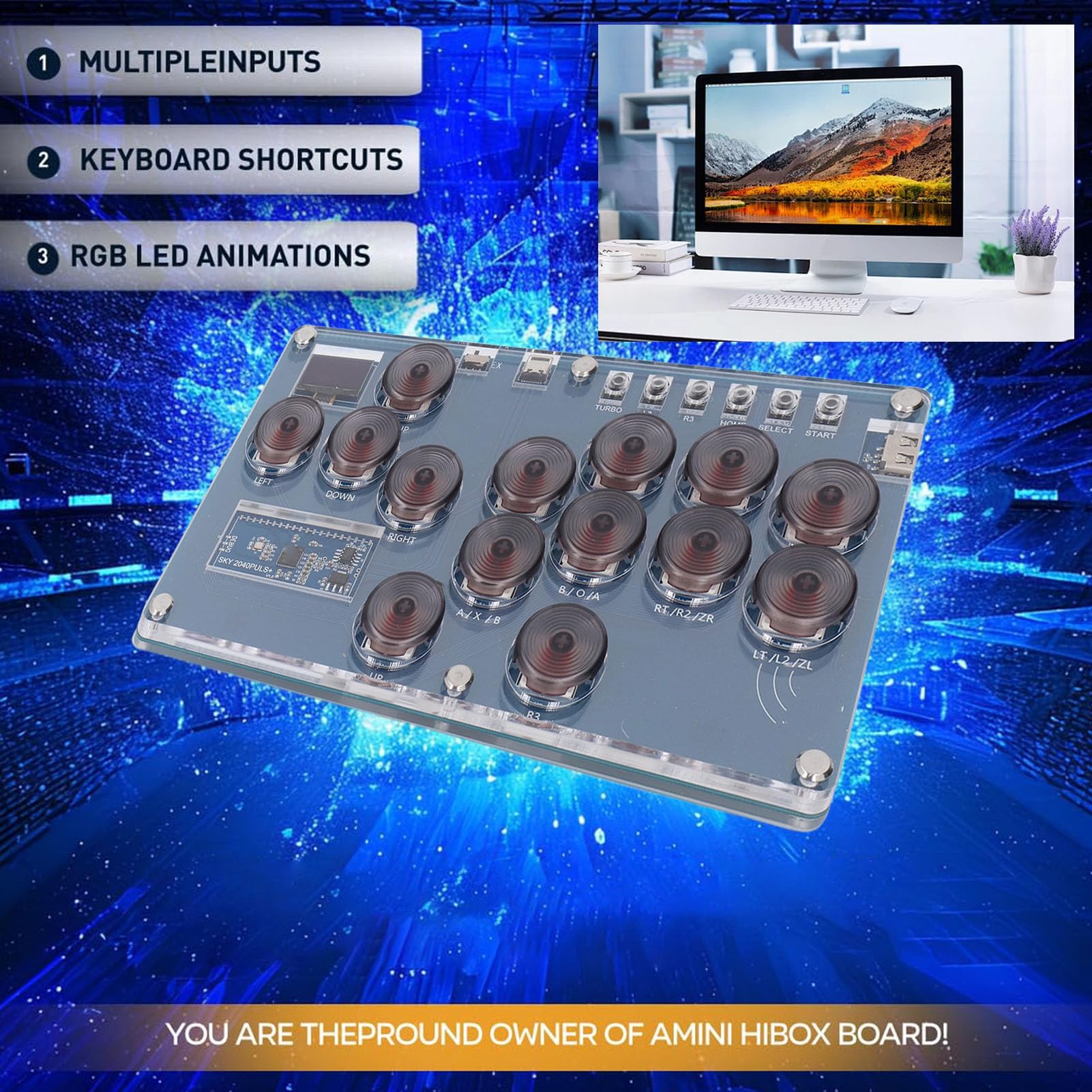 Palo de Lucha de 14 Teclas con Soporte RGB y SOCD Personalizado para Steam Deck Gaming