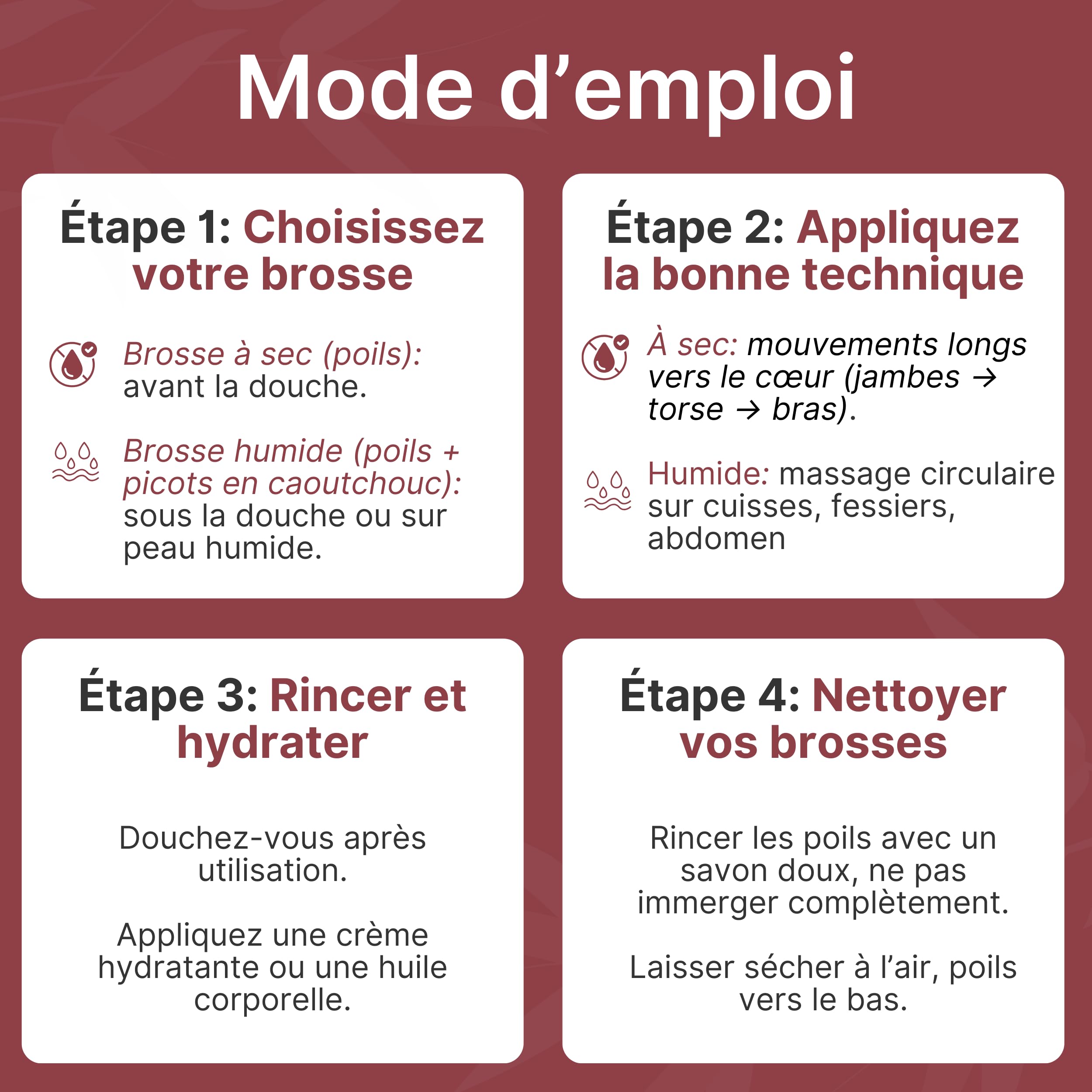 Kit Premium de 2 Brosses de Corps à Sec avec Poils Naturels. Brosse Exfoliante pour le Corps. Brossage à Sec de Cellulite, Drainage Lymphatique, Circulation & Éclat de la Peau. Dry Brush