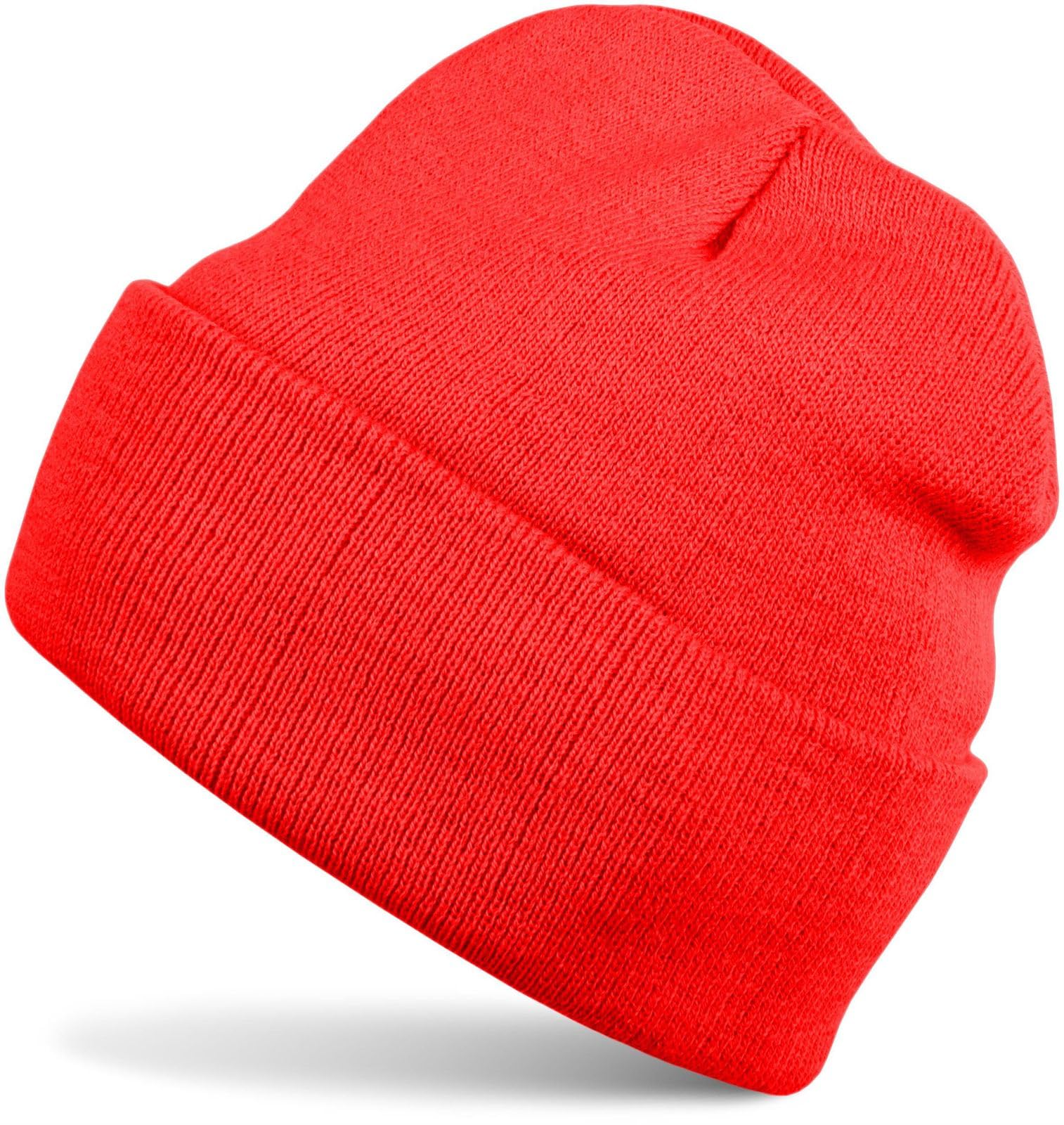 styleBREAKER Kids Knit Beanie with Wide Brim, Double-Layer Hat for Ages 2-5 04024030, Colour:Red