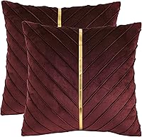 Vista 33 de Tosleo - Fundas de almohada de terciopelo beige de 20 x 20 pulgadas, paquete de 2 con cuero dorado, fundas decorativas de Navidad para sofá, fundas