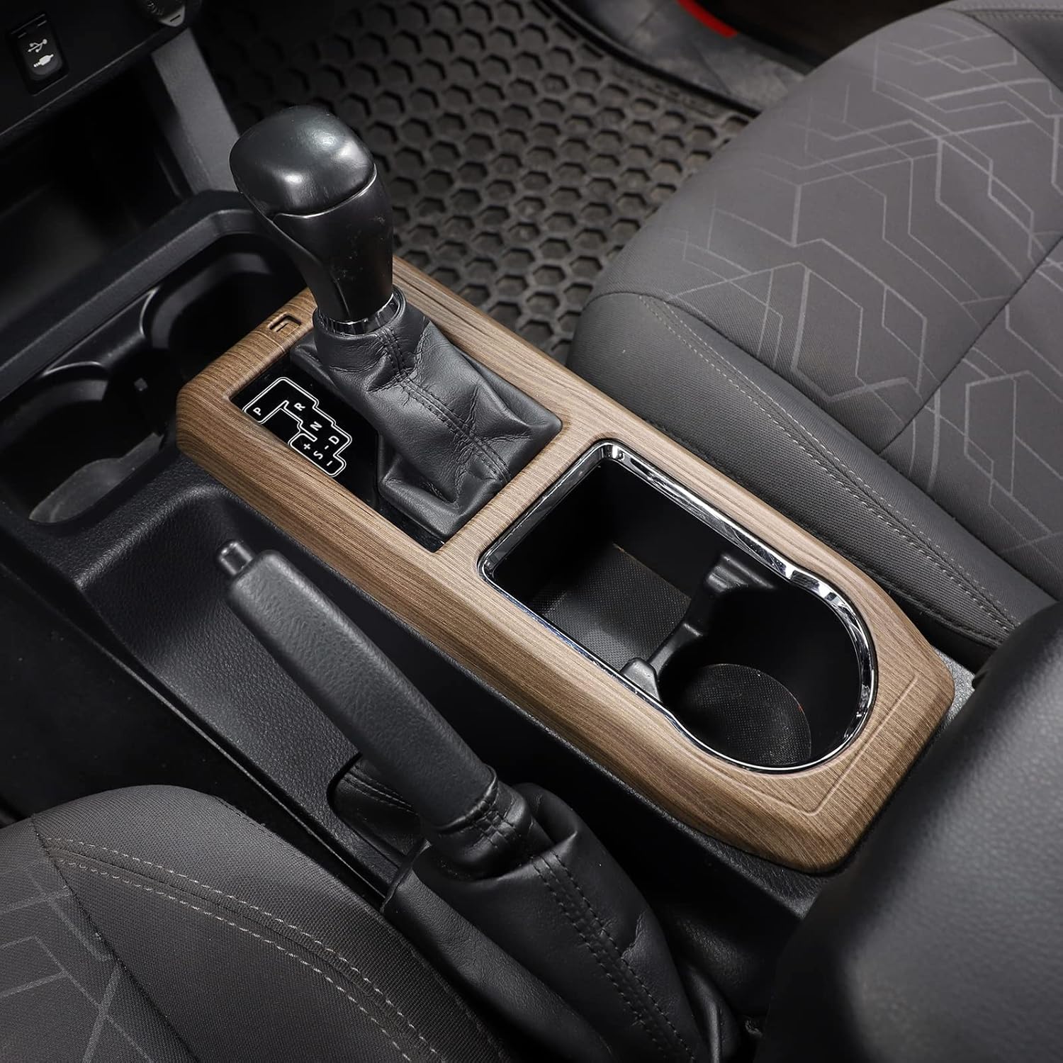 Car ABS Control Gears Shift Panel Protective Trim Frame Compatible with Toyota Tacoma 2015 2016 2017 2018 2019 2020 2021 2022 2023 Gears Shift Cup Holder Trim Frame Accessories (Pear wood grain)