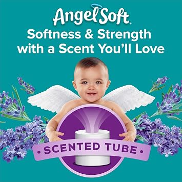 Angel Soft Toilet Paper with Fresh Lavender Scented Tube, 12 Double Rolls 24 Regular Rolls, 2-Ply Bath Tissue