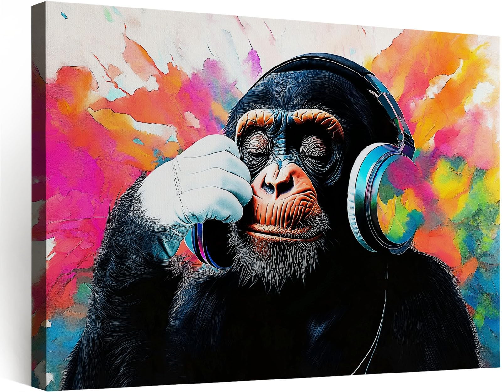 Générique Cadre en Bois Impression sur Toile Singe Abstrait Gaming Salle de Jeux, Tableau Image sur Toile 100x75 cm Tableau Decoration Murale Salle de Jeux Gaming Chambre Garçon