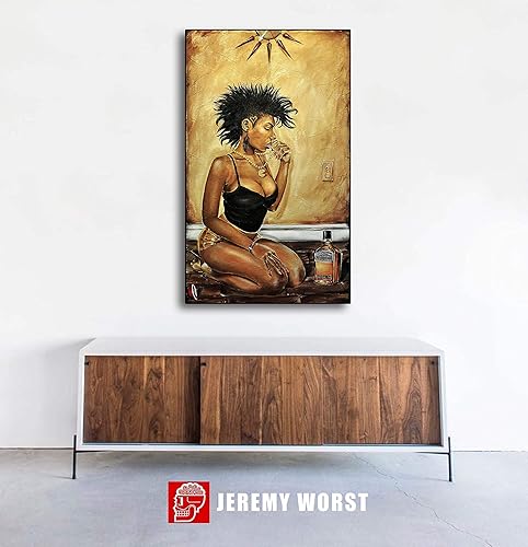 Miniatura 7 de " Sexy Urban and Music wall art " by Jeremy Worst Posters Canvases Decor Urban Culture Painting  Woman Drinking Wine Whiskey Gifts Black Love