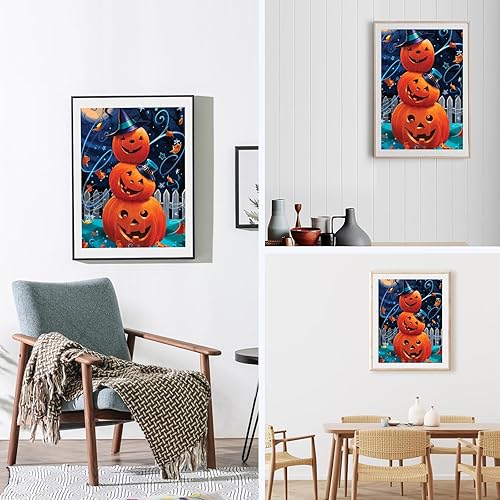 Miniatura 3 de NAIMOER Kits de arte de diamantes de calabaza para adultos, kits de arte de diamantes nocturnos 5D para principiantes, taladro completo para