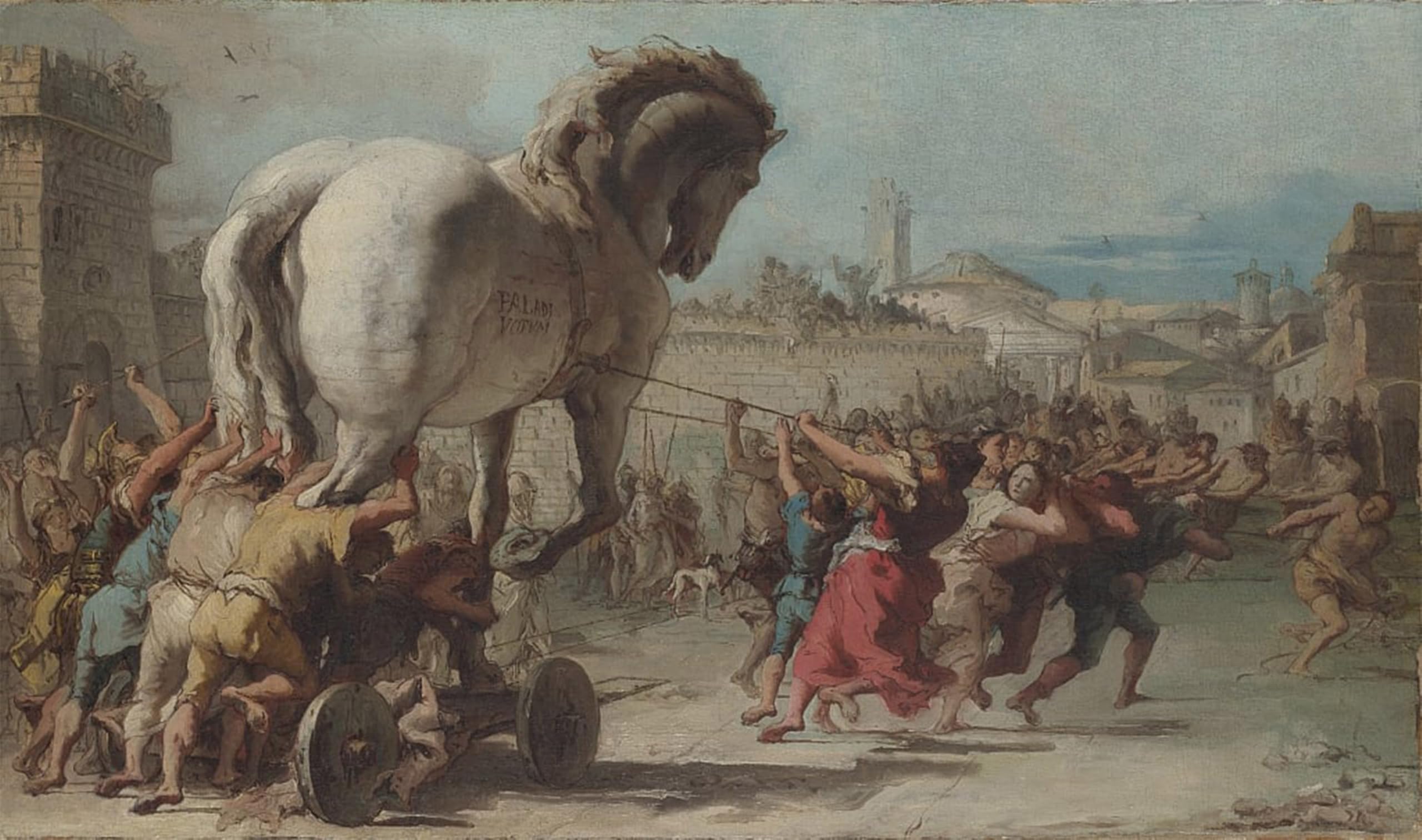 ARTXLXXBN Famous Prints Artwork Pictures Poster Painting Art the Processionof the Trojan Horse Into Troy by Domenico Tiepolo Artwork Landscape Pictures for Home Decor 60x90cm