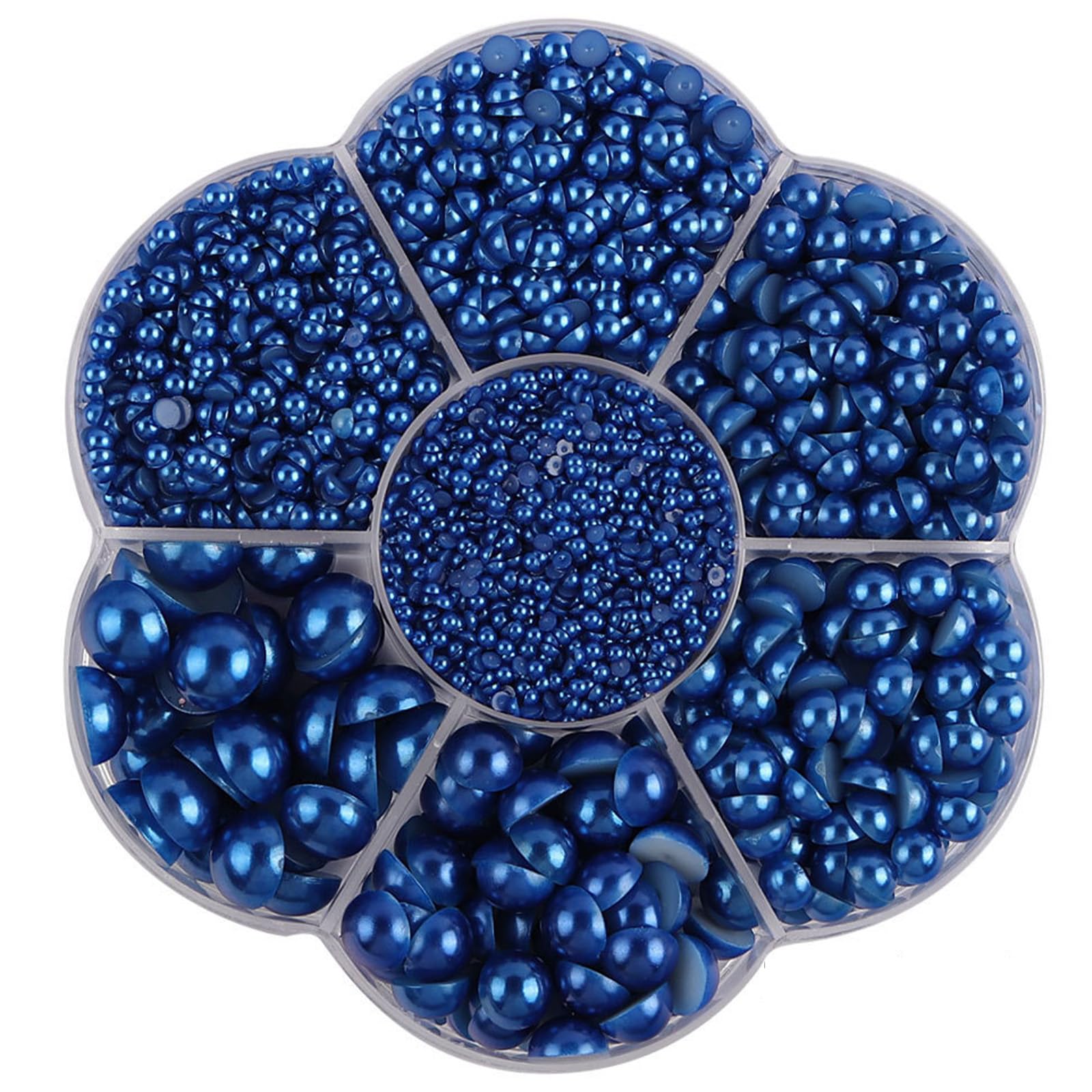 5900 Pcs Half Pearls for Crafts Dark Blue for Nail Art Falt Back Pearl for Makeup Craft for Artists Creative DIY Flatback Pearl for Nail（2/3/4/5/6/8/