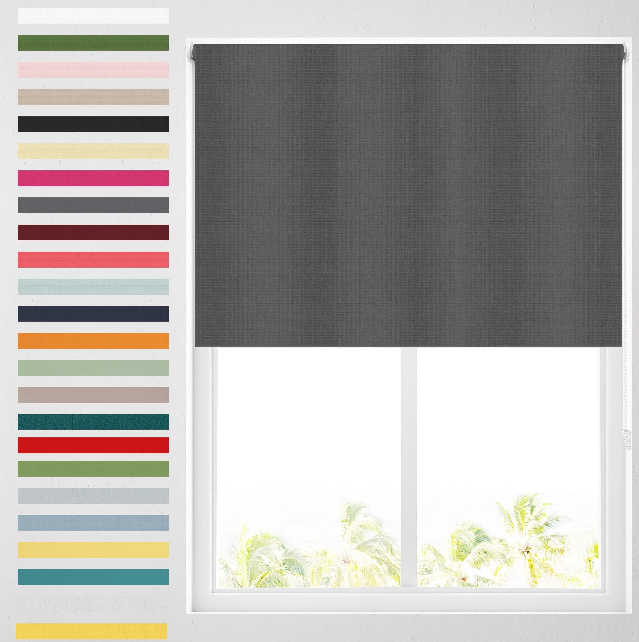Barnes Blinds And Interiors Charcoal Barnes Blinds - Blackout Roller Blinds For Windows, Custom Cut To Size - Black Out Thermal Fabric Durable Fittings Easy Fit - Roller Blind ( 183Cm)