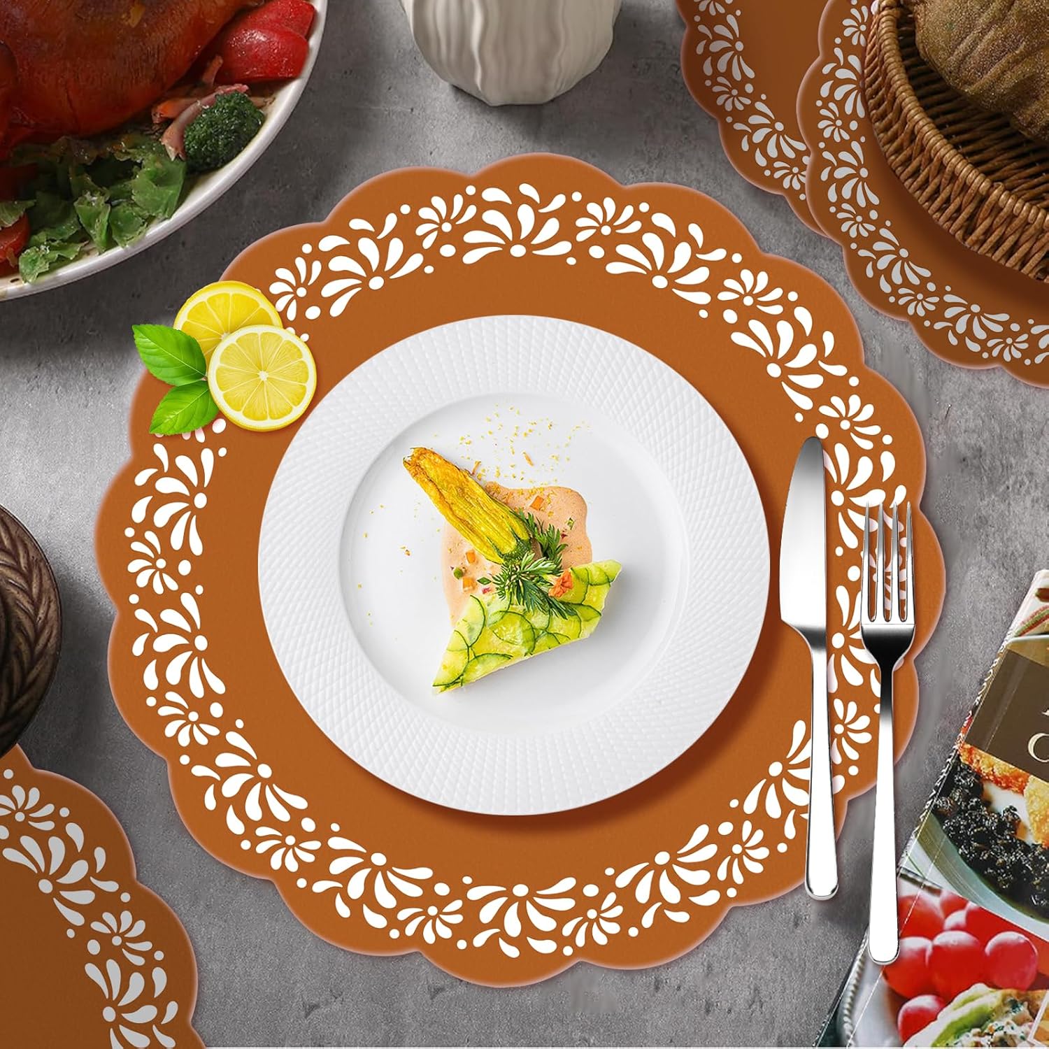 200pcs Cielito Lindo Paper Place Mats Disposable Mexican Table Mats Baby Shower Disposable Placemats Round Paper Doilies Birthday Party Decoration for Mexican Party Supplies Wedding Tableware