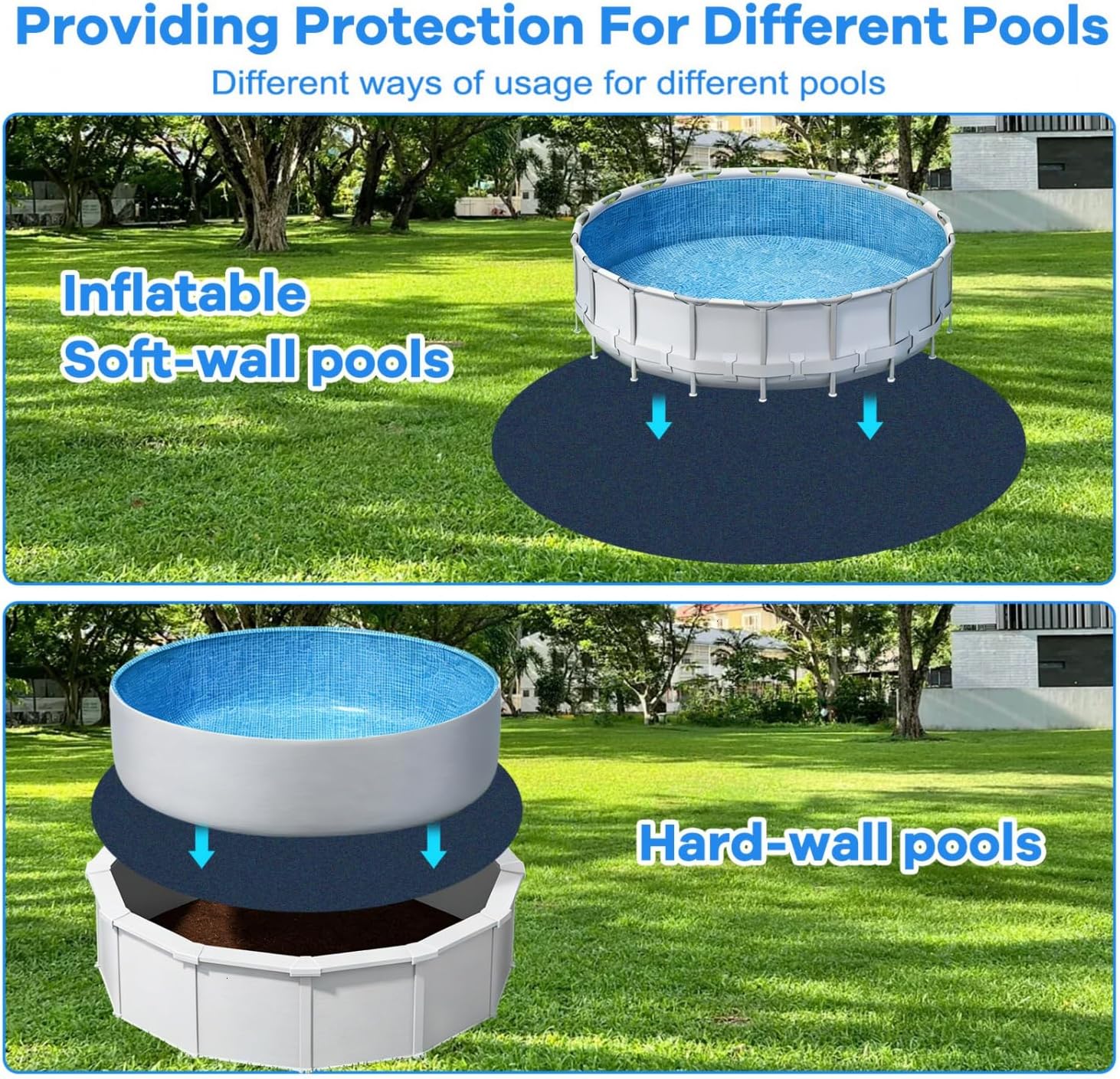 Pool Pad for Above Ground Pools, Round Pool Liner Pad Under Pool Mat for Above Ground Pools (15 FT)