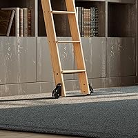 Vista 3 de Kit de escalera de biblioteca rodante de 10 pies, madera de roble rojo macizo, rodillo superior telescópico, estilo estable y diseño funcional