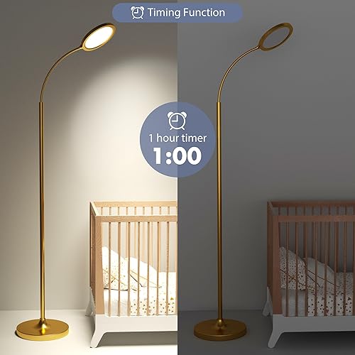 Miniatura 6 de Lámpara de pie dorada, lámparas de pie LED regulables súper brillantes para sala de estar, lámpara de pie de temperatura de color personalizada con