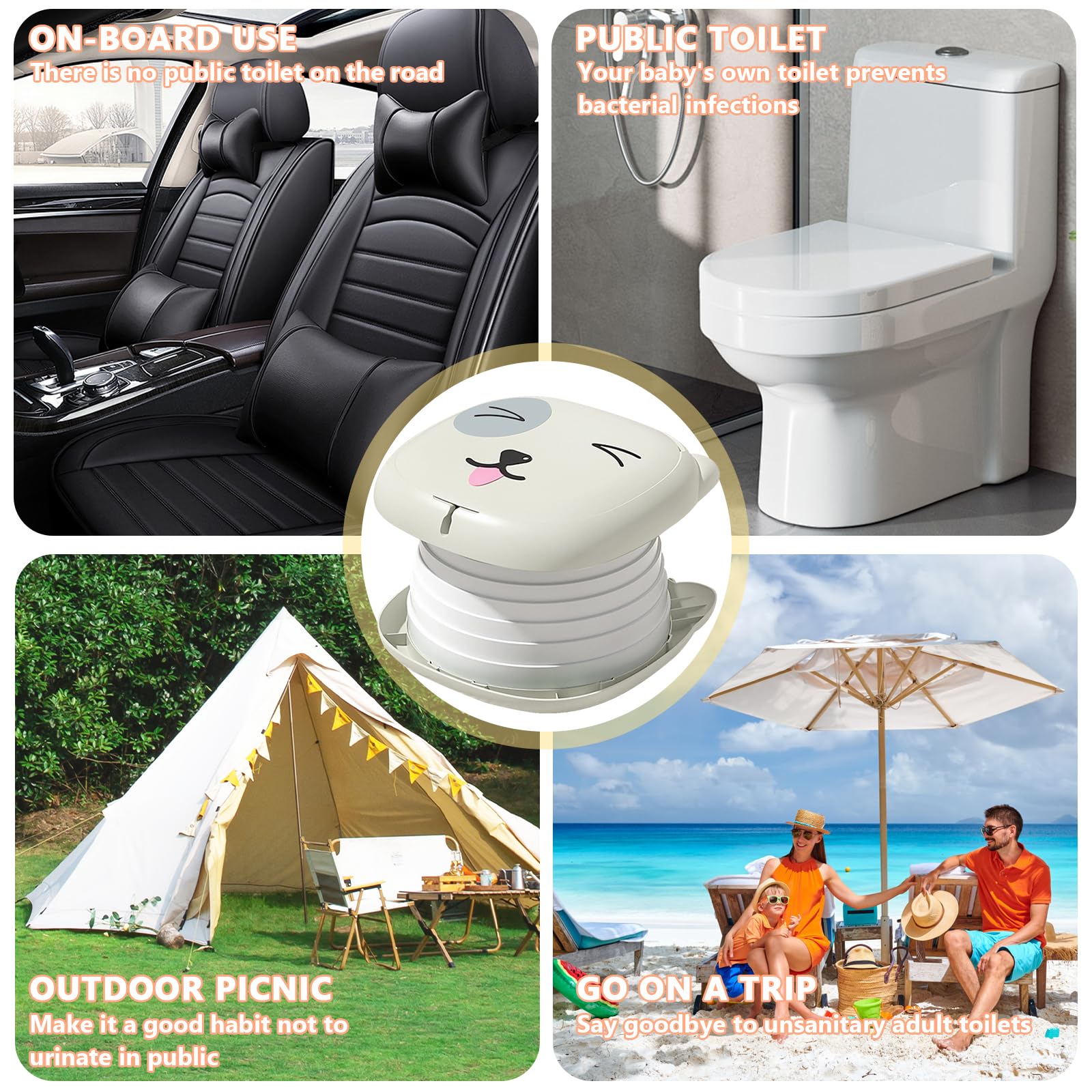 Vasino Pieghevole Da Viaggio Per Bambini - Sedile WC Portatile Con Sacco Igienico (Giallo)