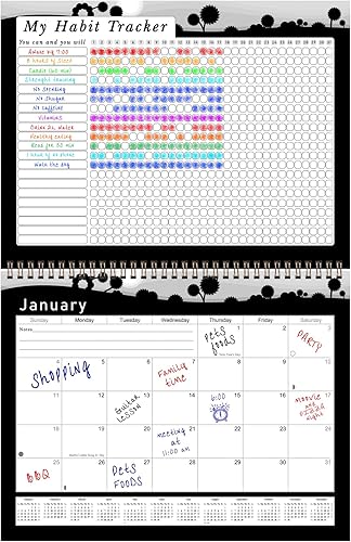 Miniatura 2 de Calendario mensual 2026 de escritorio/pared, rastreador de hábitos, diario, semanal y mensual, diario motivacional de seguimiento de hábitos