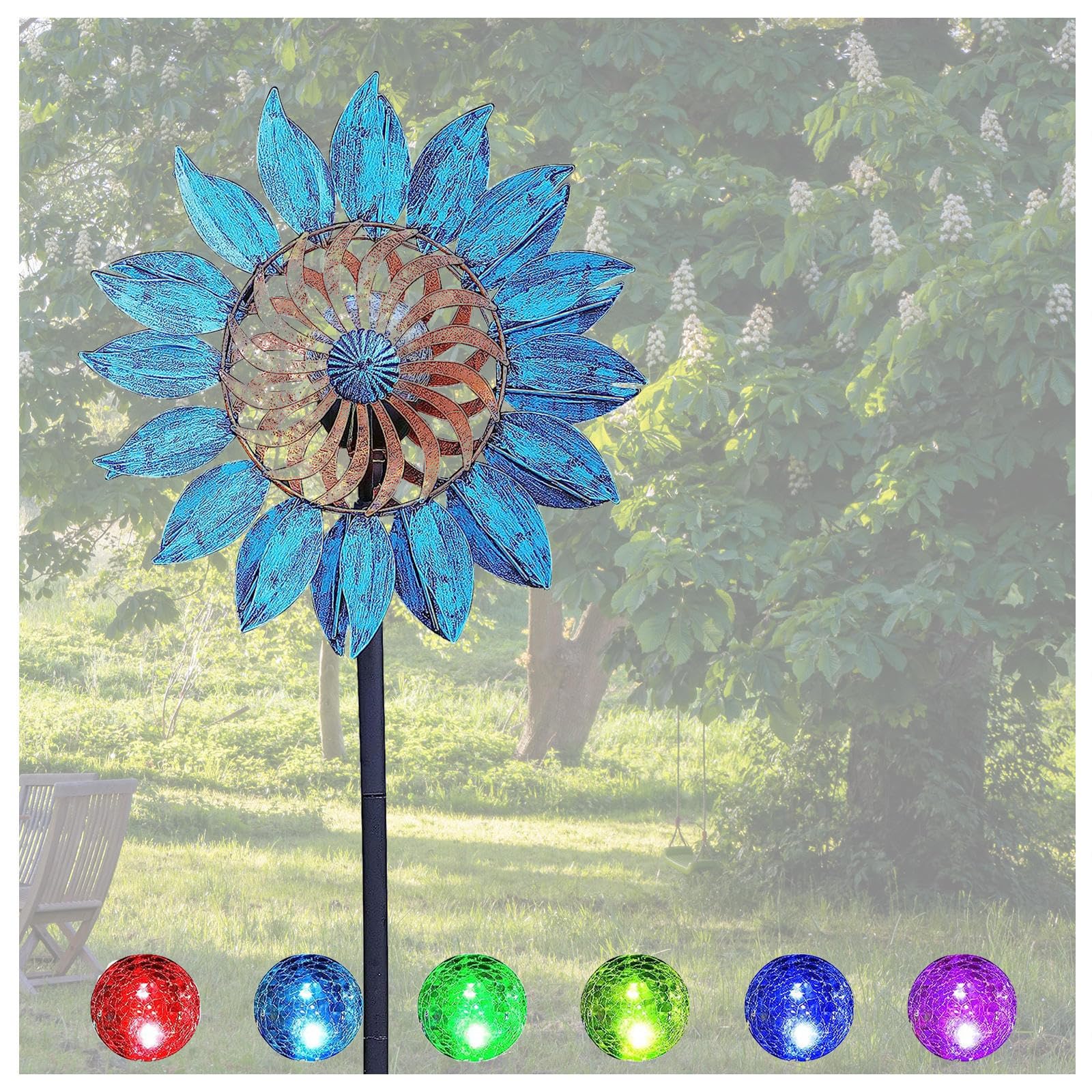 84in Garden Spinners Outdoor Clearance, Spinning Garden Wind Spinner, 360° Wind With Kinetic Wind Mill