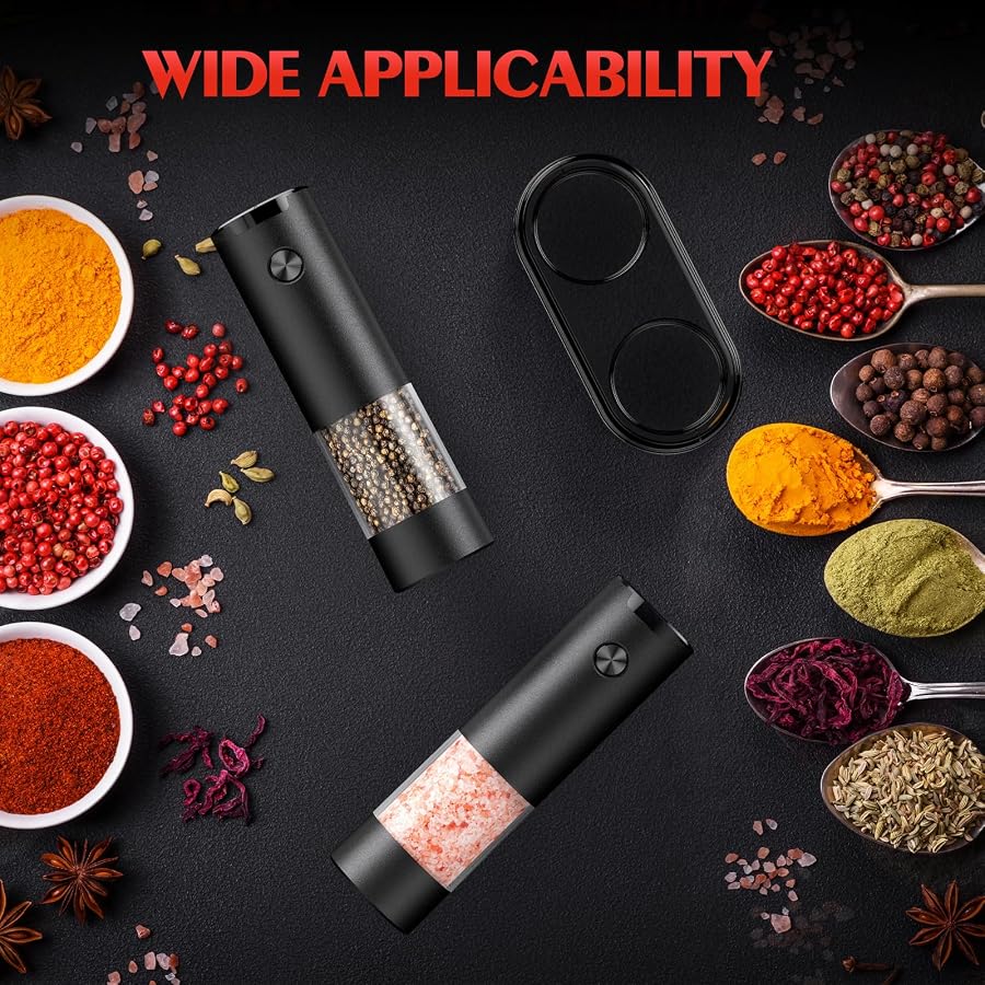 Electric Salt and Pepper Grinder Set Automatic Battery Pepper Mill Shakers Adjustable Coarseness Upgraded Larger Capacity with Led Home and Kitchen Appliances White Elephant Gifts for Women Men - image 6