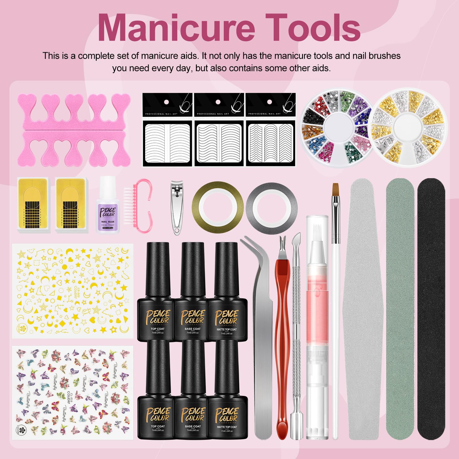 PEACECOLOR Kit Uñas Semipermanentes Completo 21PCS Esmalte en Gel 7ml con Matte Top Coat y Basecoat con 36W Lámpara Led Uñas Kit Uñas Poly U-V Gel Uñas de 15ml Accesorios para Manicura