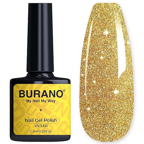 Miniatura 9 de BURANO Esmalte de uñas de gel con purpurina, gel de uñas LED UV efecto holográfico brillante, requiere secado de gel, no se astilla, gel brillante,