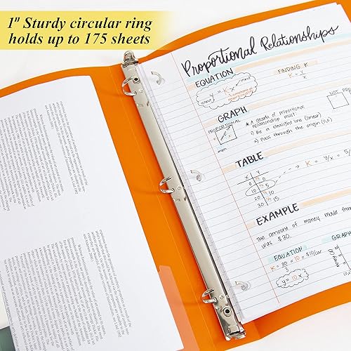 Miniatura 4 de BAZIC - Carpeta organizadora de 3 anillos de polietileno de 1 pulgada, cubierta suave de color brillante mate, anillo redondo, capacidad para 175