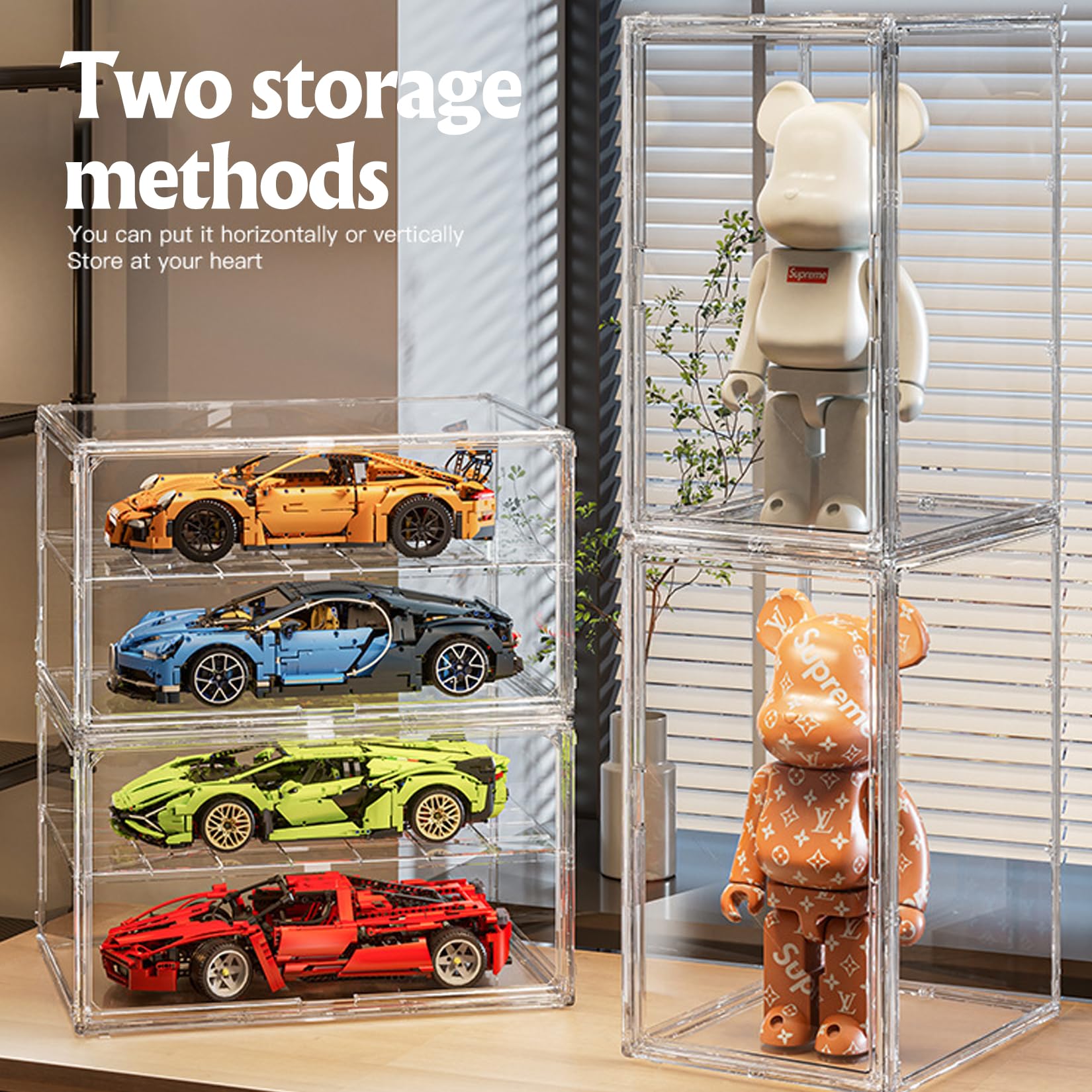 Contenitore trasparente per oggetti da collezione, action figure in miniatura, protezione antipolvere(50x29.5x30cm)