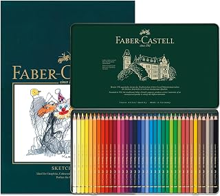 Faber-Castell A4 Sketch Pad & Tin Of 36 Polychromos Artists Colouring Pencils - Art Set For Adult Colouring Books, Craft Supplies, Drawing, Sketching, Lightfast Pencils, Schools, Home, College…