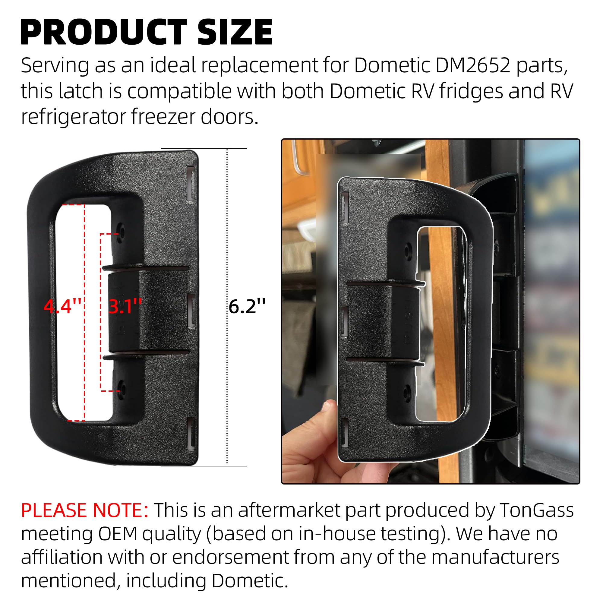 Paquete de 2 manijas de puerta superiores e inferiores negras para refrigerador RV compatibles con puertas superiores e inferiores Dometic para refrigerador, DM2652, DM2852, DM2862, DM2662 y 2