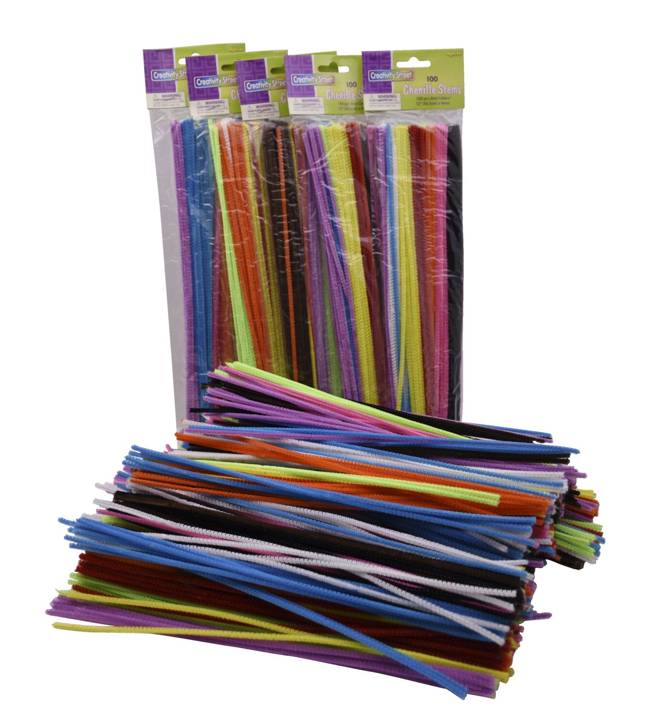 Creativity Street Chenille Stems, 1/8 x 12 Inches, Assorted Colors, Pack of 1200
