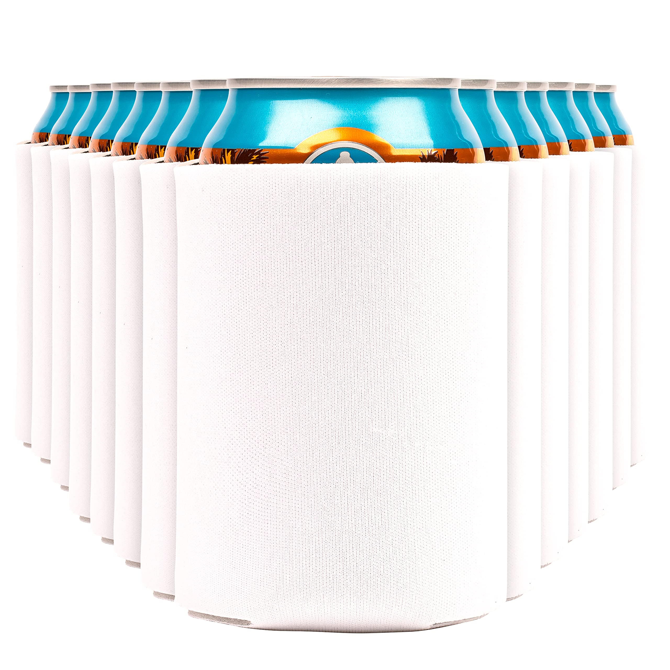 Blank Beer Can Cooler Sleeves (60-Pack) Soft Insulated Beer Can Coolies - HTV Friendly Blank Koolies in Bulk for Beer Cans &amp; Bottles - Coolie Blanks for Vinyl Projects &amp; Wedding Favors (White)