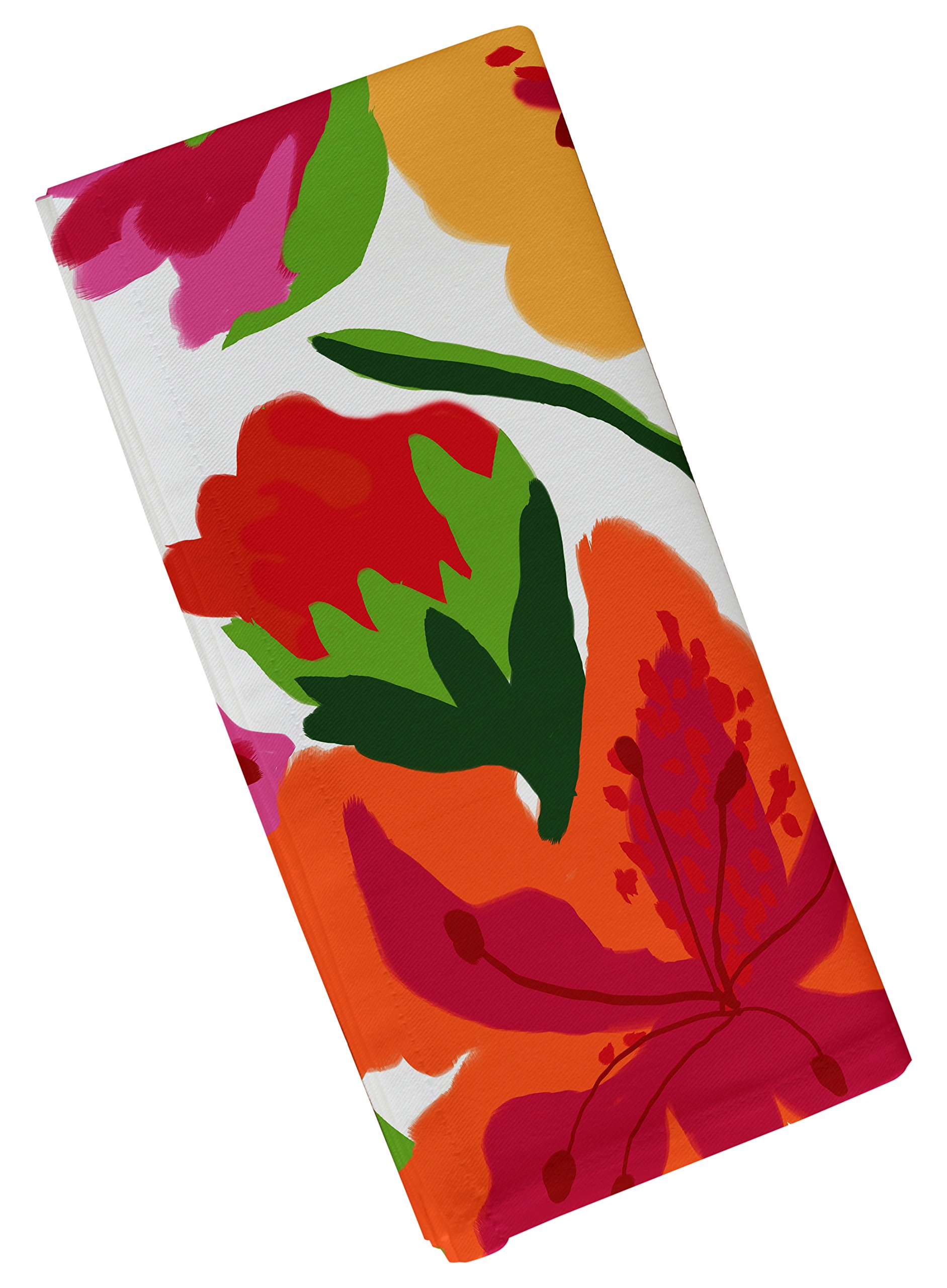 E by design N4F814PK2 Tropical, Floral Print Napkin, Bright, 19 x 19, Pink