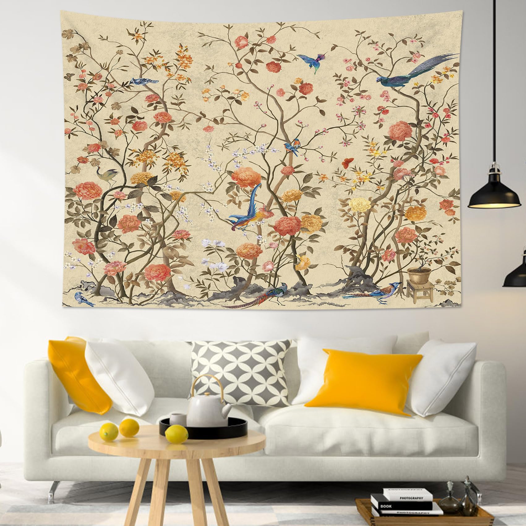 Produktbild von Micasia Wandteppich Wald Bäume Natur Stoffbild Inkl. Holzstäbe