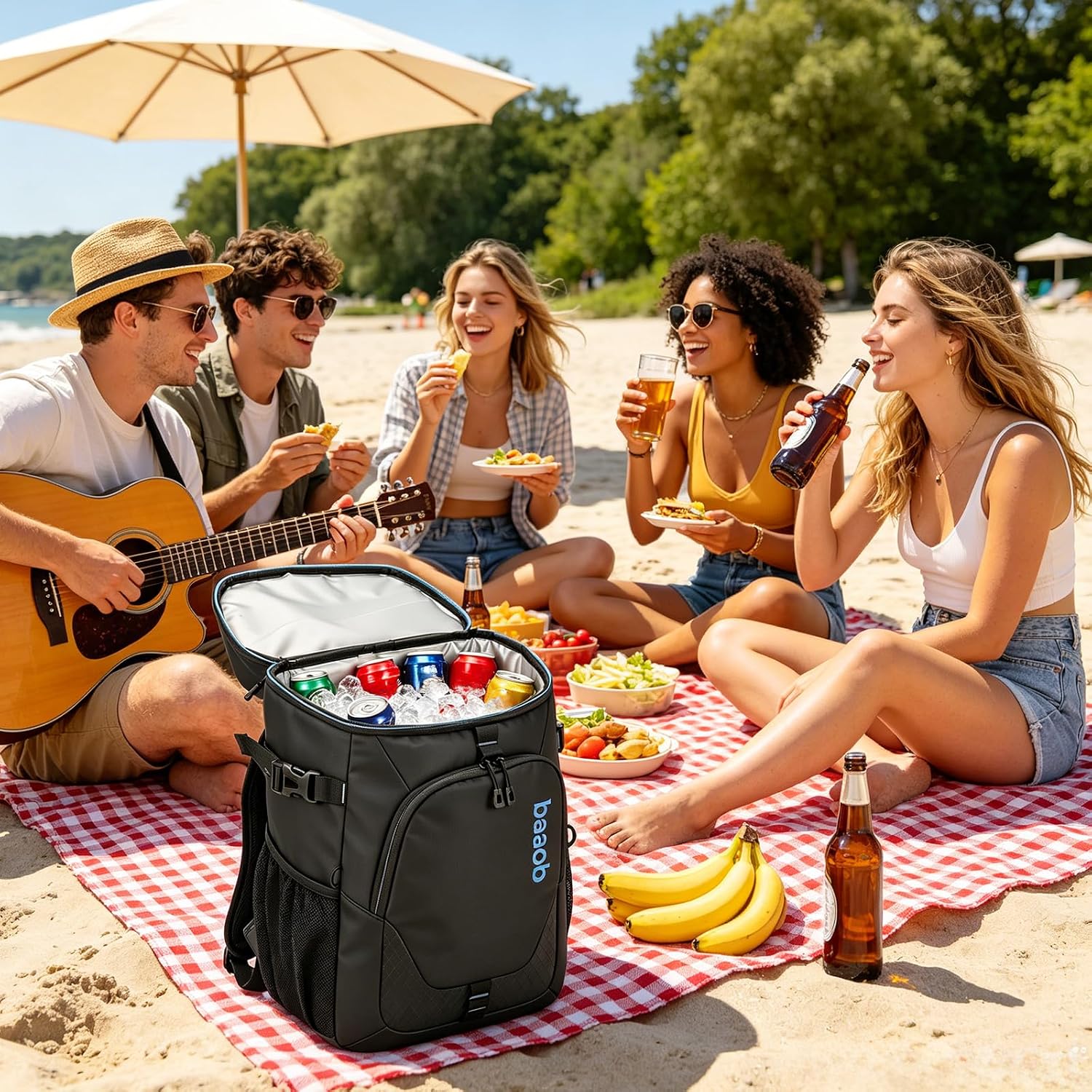 Backpack Cooler Insulated Leak Proof 33/49 Cans, 2 Insulated Compartments Thermal Bag, Portable Lightweight Beach Travel Camping Lunch Backpack for Men and Women
