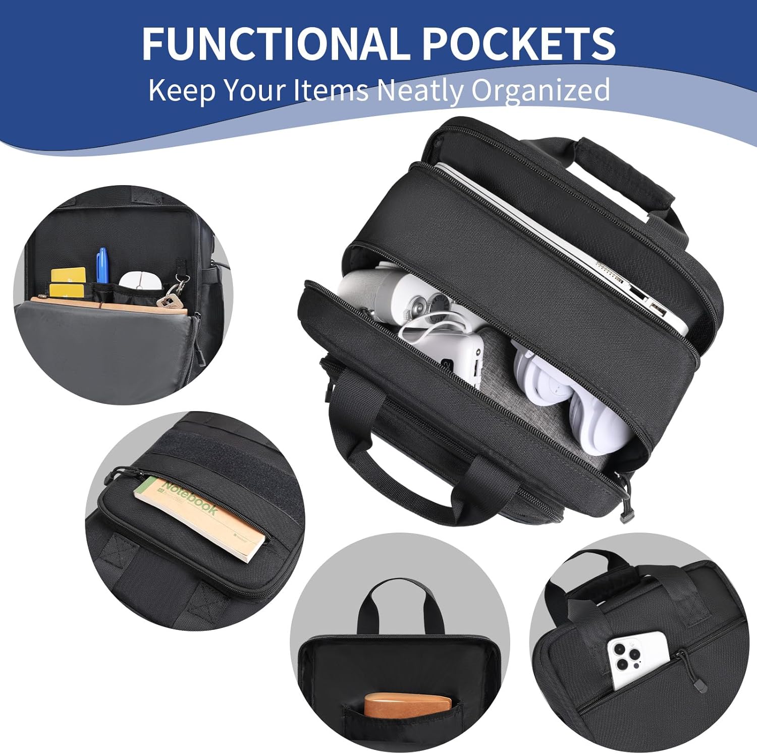 Jetviivid Tactical Messenger Bag for Men, 13''-14'' Laptop Shoulder Bag, Vertical Crossbody Bag Computer Work Sling Bag for 12.9'' Tablet Carrying Case MOLLE Briefcase - Image 5