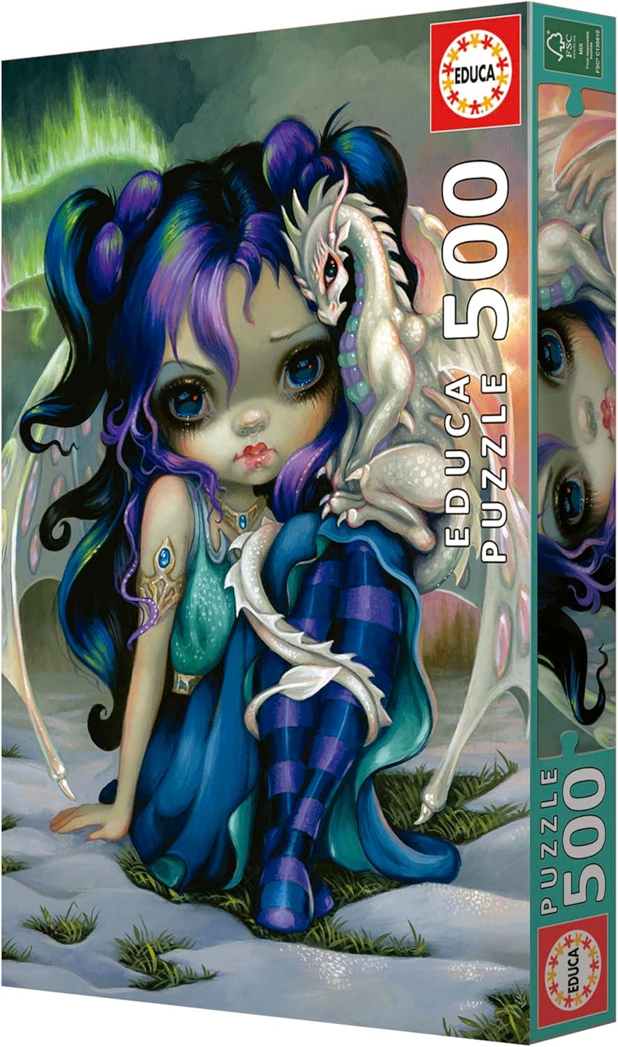 Educa - Frost Dragonling - 500 Piece Jigsaw Puzzle - Puzzle Glue Included - Completed Image Measures 18.9" x 13.4" - Ages 14+ (19906)