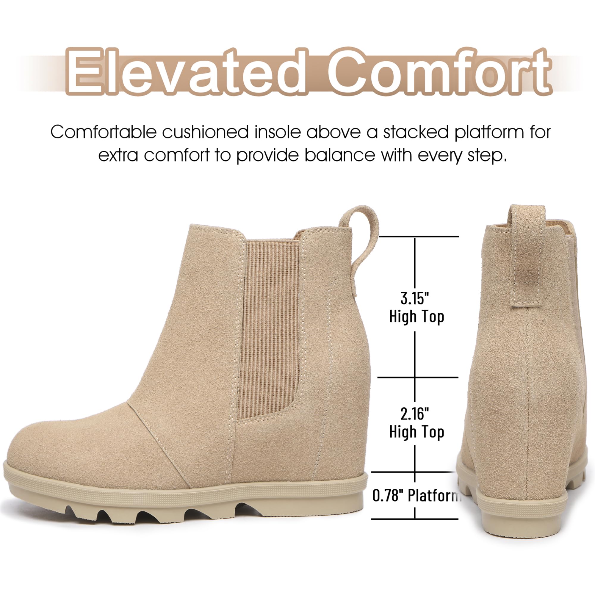 Athlefit Women's Wedge Boots Comfortable Ankle Wedge Booties