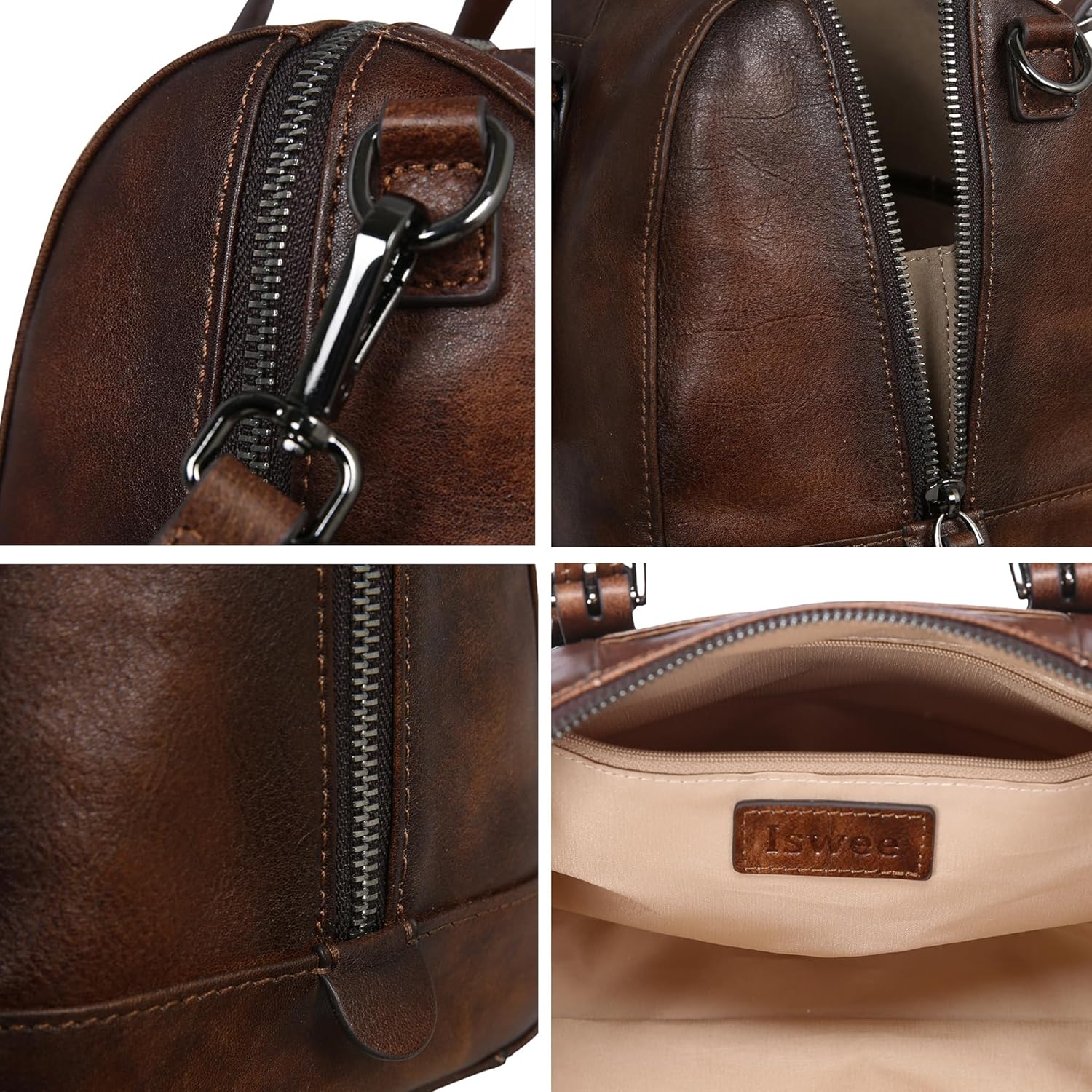 Iswee Genuine Leather Purses for Women Designer Hobo Crossbody Bag Satchel Handbags Top Handle Purses for Travel - Image 4