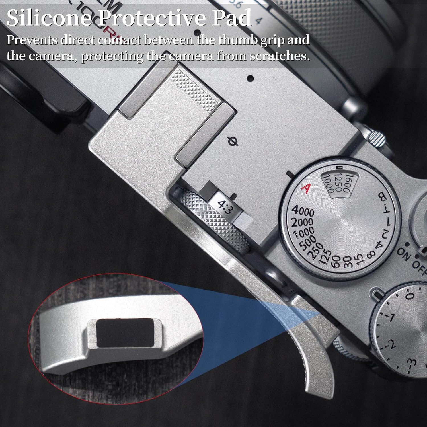 Thumb Up Grip ，Compatible with Fujifilm Fuji GFX100RF Camera, Hot Shoe Thumb Rest Support Grip ，Original all-aluminum retro diamond engraving technology | Improves shooting stability (SilverA)