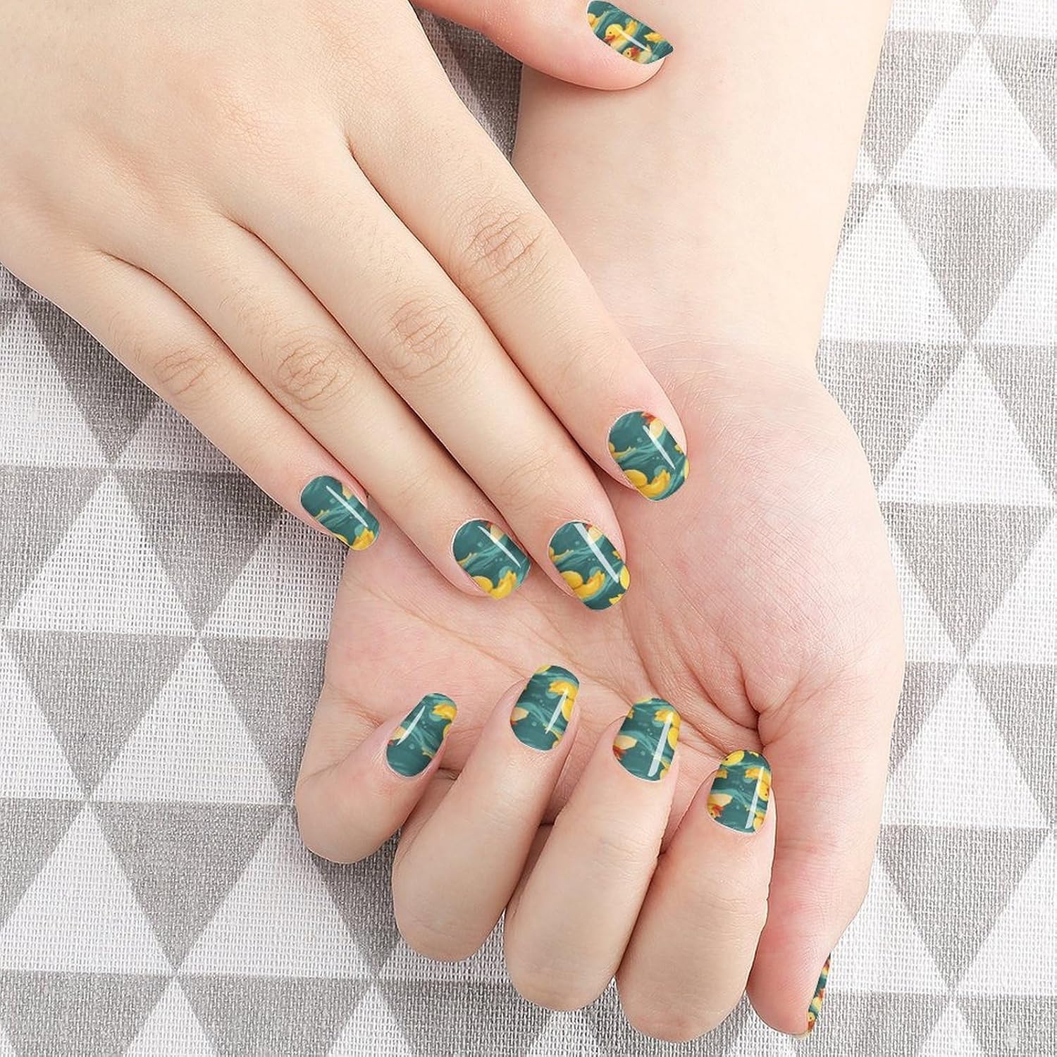 100 Pieces Full Nail Wraps Self-Adhesive Gel Nail Stickers for Women | Rubber Ducks Nail Strips, UV Free, Chip Resistant, Waterproof Full Cover, Long Lasting Nail Decals