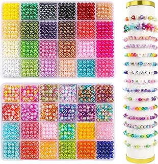 JOLCEEY 2400pcs Pearl Beads for Jewelry Making - 48 Colors 6mm Plastic C...