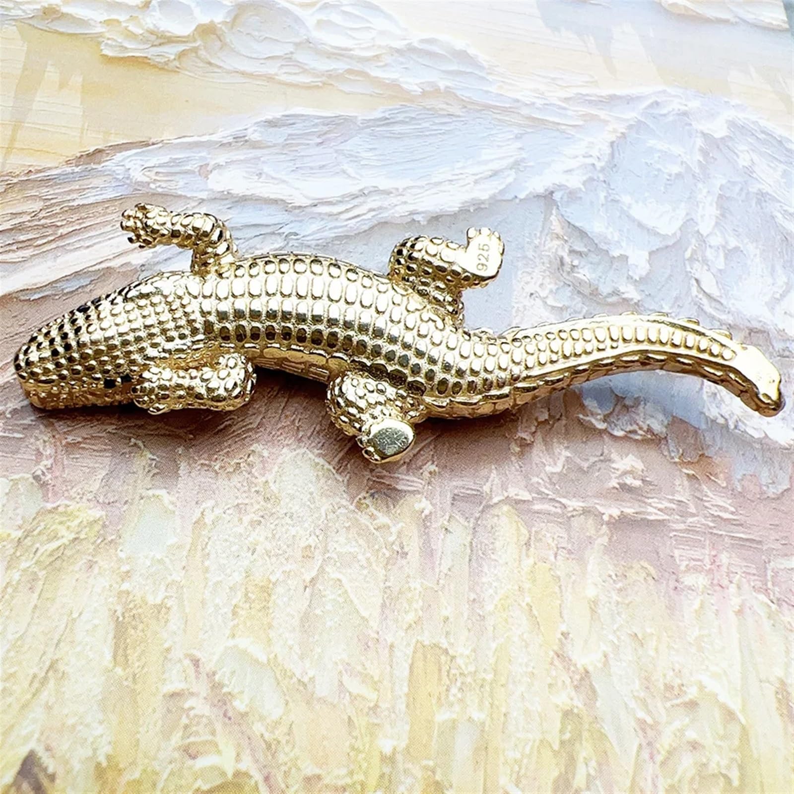 Pendentif Crocodile doré en argent Sterling 925, bijoux collier accessoire cadeau