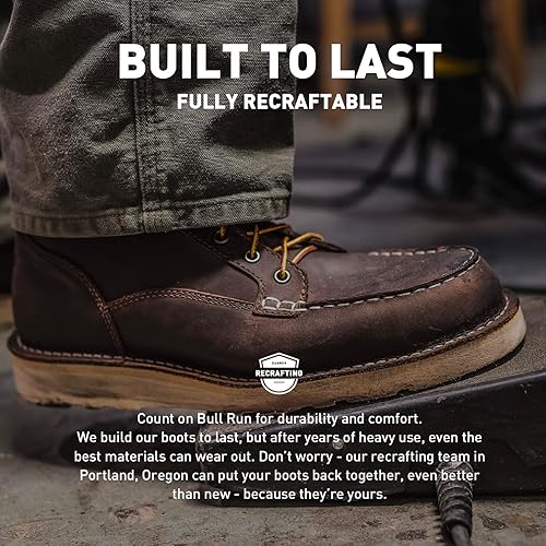 Miniatura 5 de Danner Botas de trabajo Bull Run de 6 pulgadas con punta de acero para hombre, cuero aceitado de grano completo con suela de cuña antideslizante y