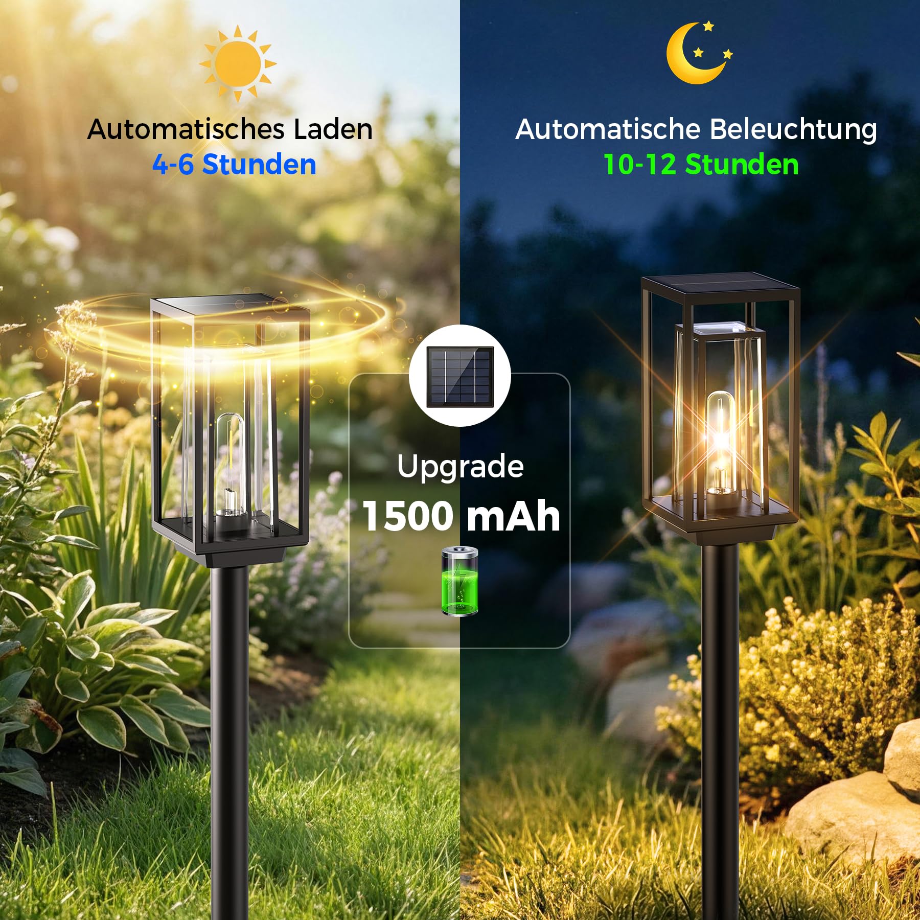 JOYCREATOR Solarleuchten Garten 4 Stück, 26LM Warmweiß Solarlampen für Außen Garten 1500mAh mit 14 Std. Arbeitzeit, IP65 Wasserdicht LED Gartenbeleuchtung Solar für Hof Outdoor Deko Frauen Geschenke