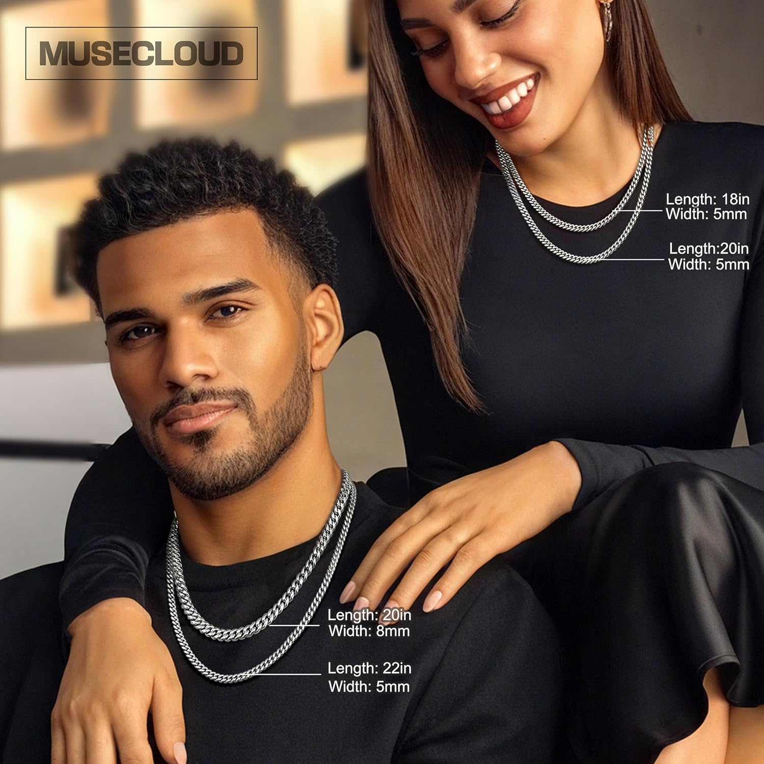 Gold Cuban Link Chain for Men Mens Stainless Steel Miami Curb Chains Necklace 5/8mm Thick Real Gold/Silver/Black Plated Diamond Cut Non-Tarnish Jewelry Trendy Christmas Gifts 18-26 Inch - Image 6