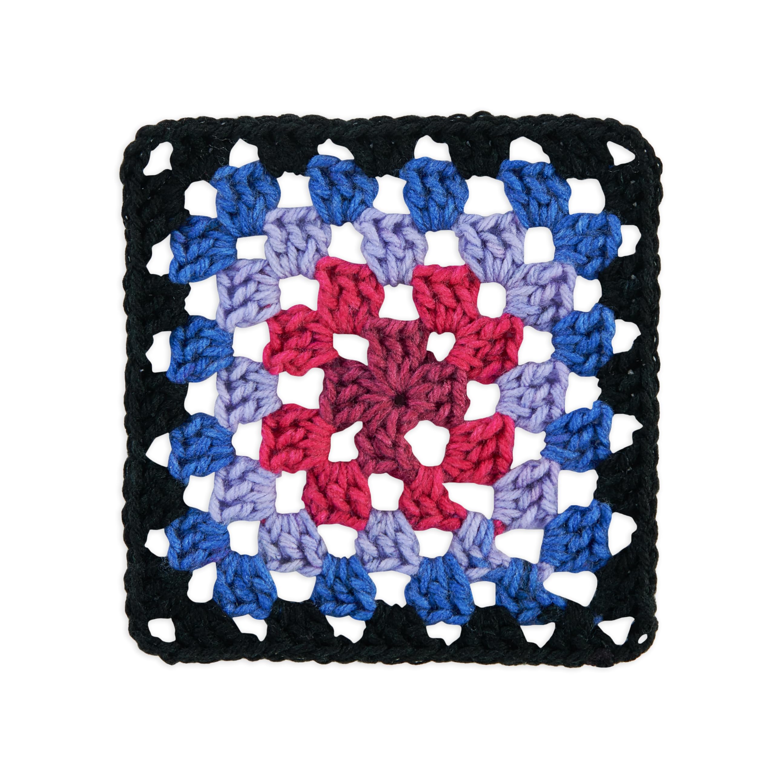 Red Heart All in One Granny Square Black -Hyper Violet Yarn, 3 Pack of 250g/8.8oz, 100% Acrylic, #4 Worsted (Medium) - Image 2