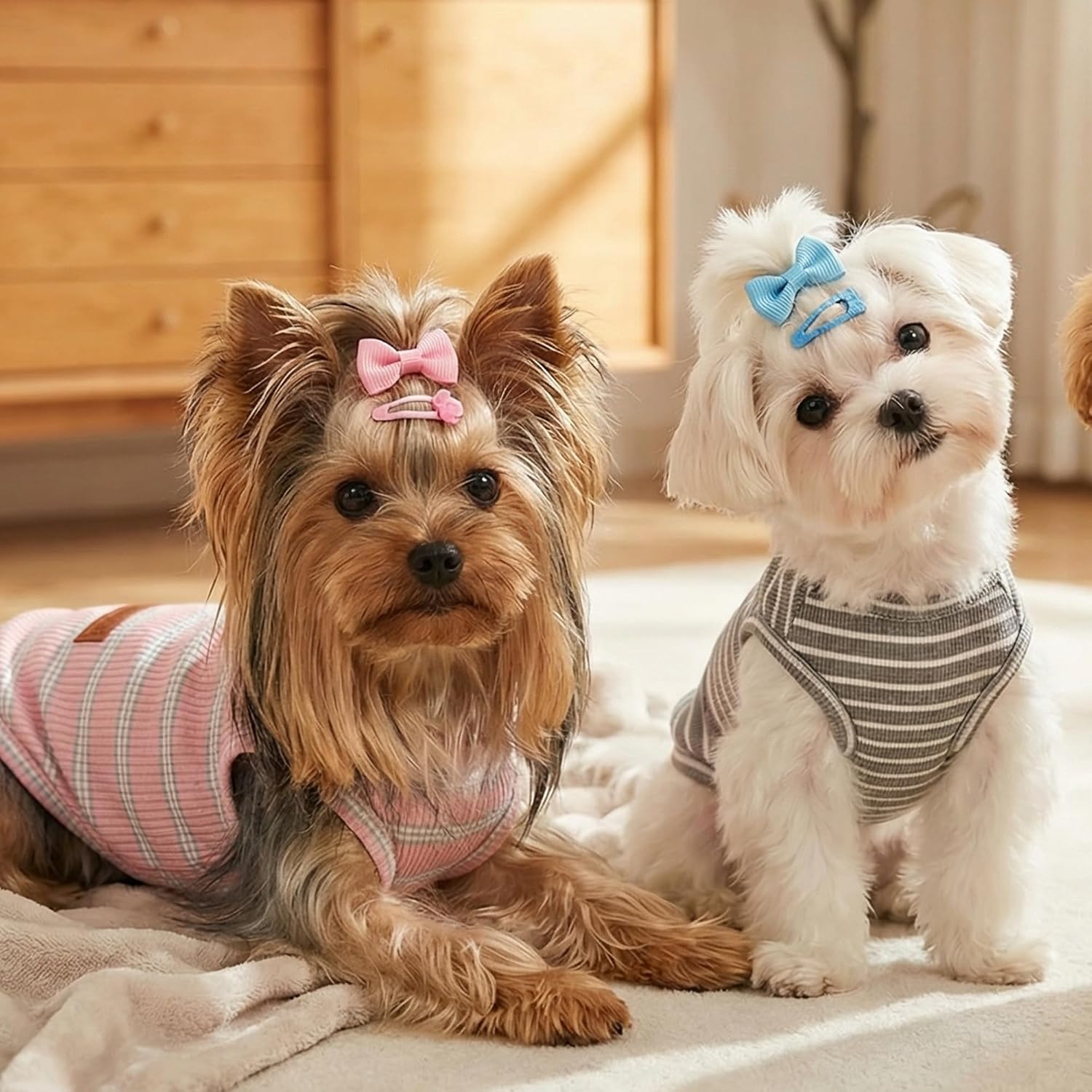 3Pack Dog Shirt Cotton Striped T-Shirts Stretchy Comfortable Pet Vest for Puppy and Cat Super Soft Dog Shirts Vest Sleeveless Breathable Basic Clothes for Small Medium Large Boy Girl Dogs