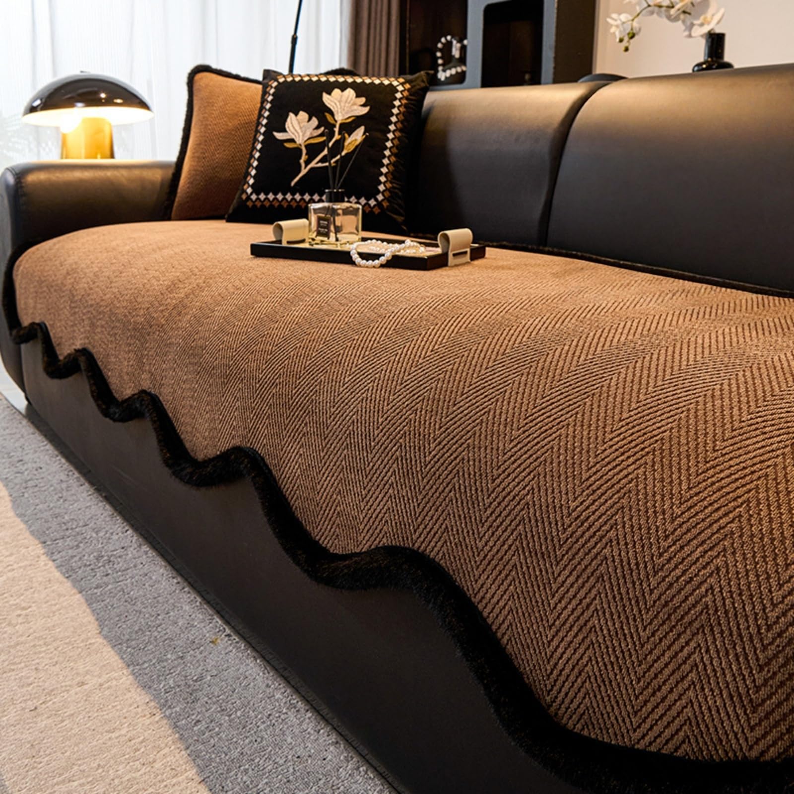 – Sofa Cover High Fur Retro individuality Sofa Covers Minimalist Super Soft Sofa Slipcover Washable Couch Cover Super Soft Couch Covers Furniture Protecto(Size:110*300CM/43.3*118IN,Color:Coffee Brown)