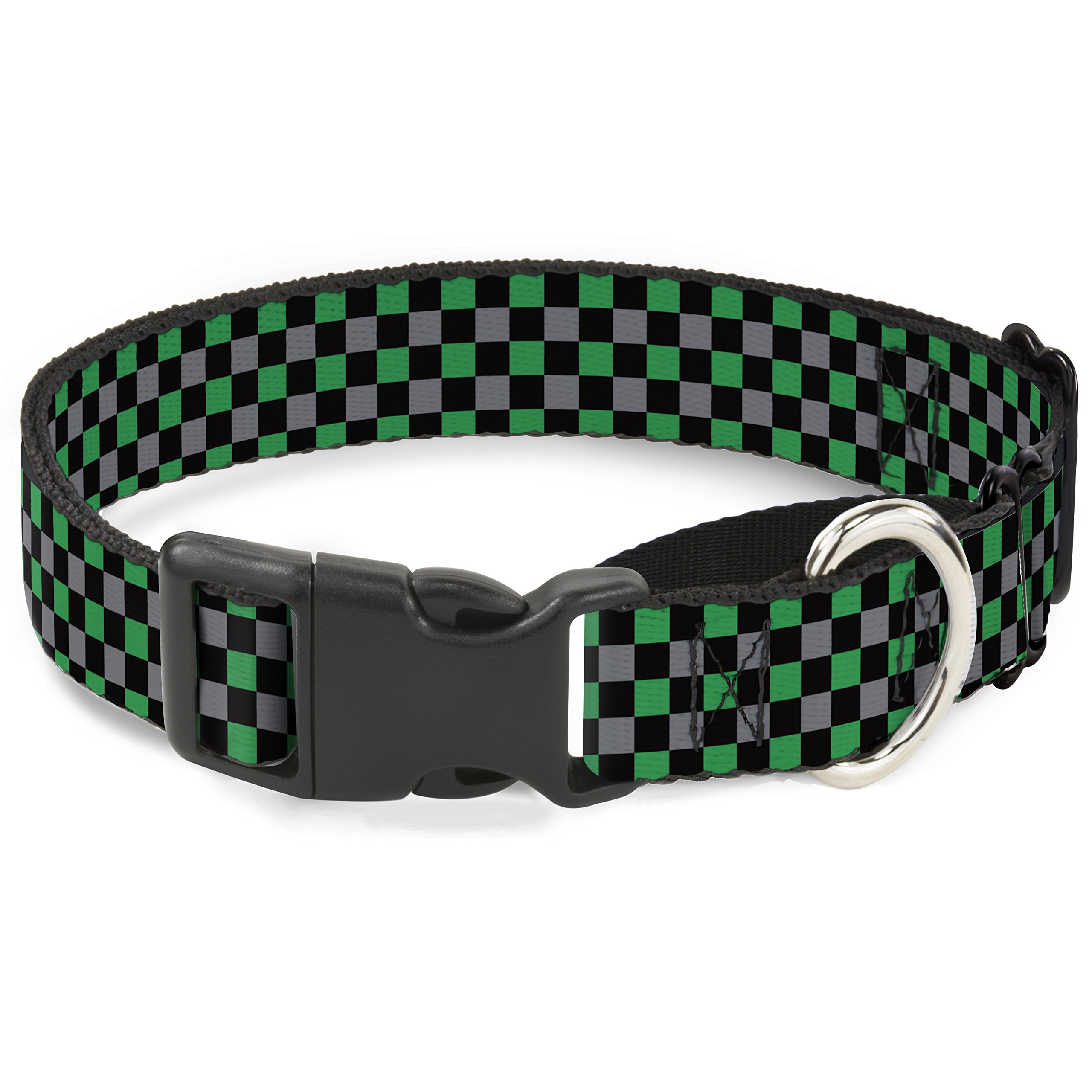 Collier martingale Medium Mini Checker Noir et Vert - Chien Buckle Down Mgc-w31386-wm