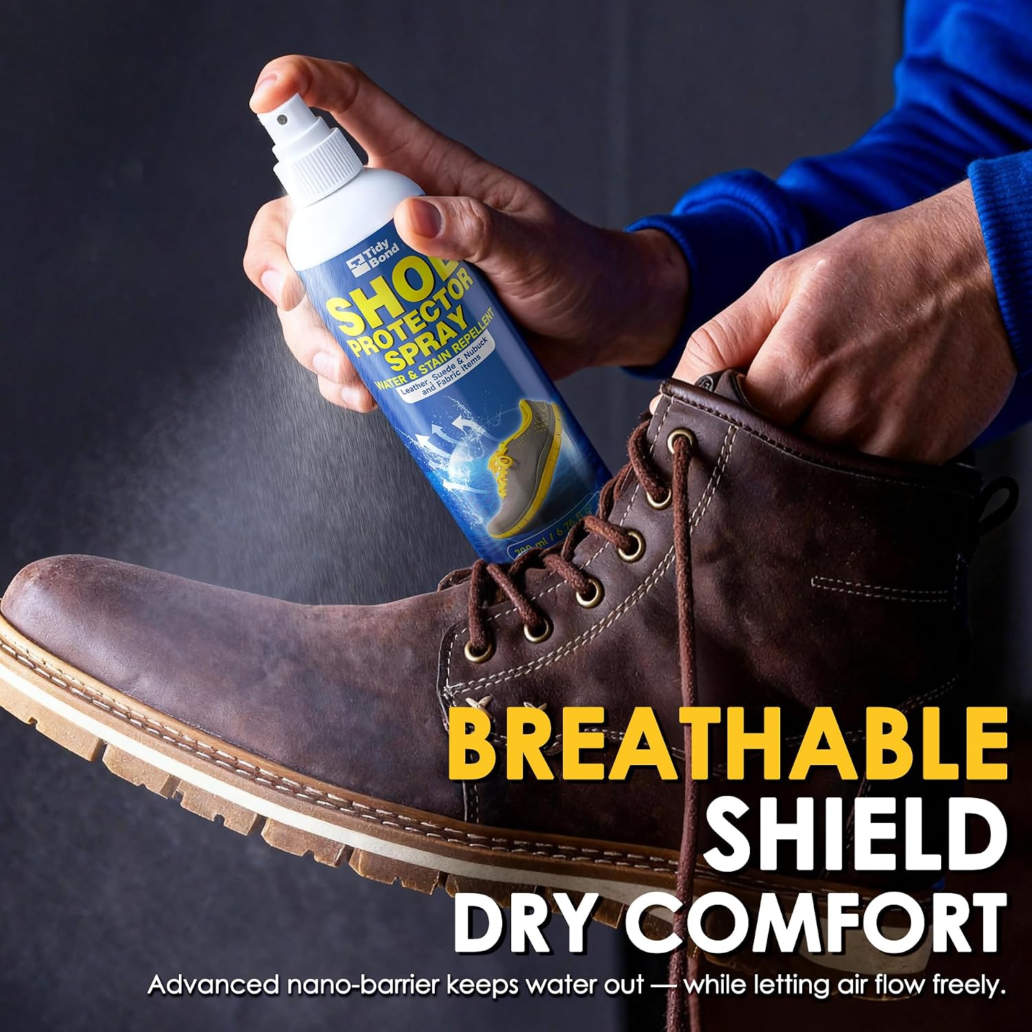Shoe Protector Spray 6.76 fl oz – Waterproof & Stain Repellent for Sneakers, Boots, Leather, Suede, Canvas & Fabric – Long-Lasting Shoe Waterproofing Spray