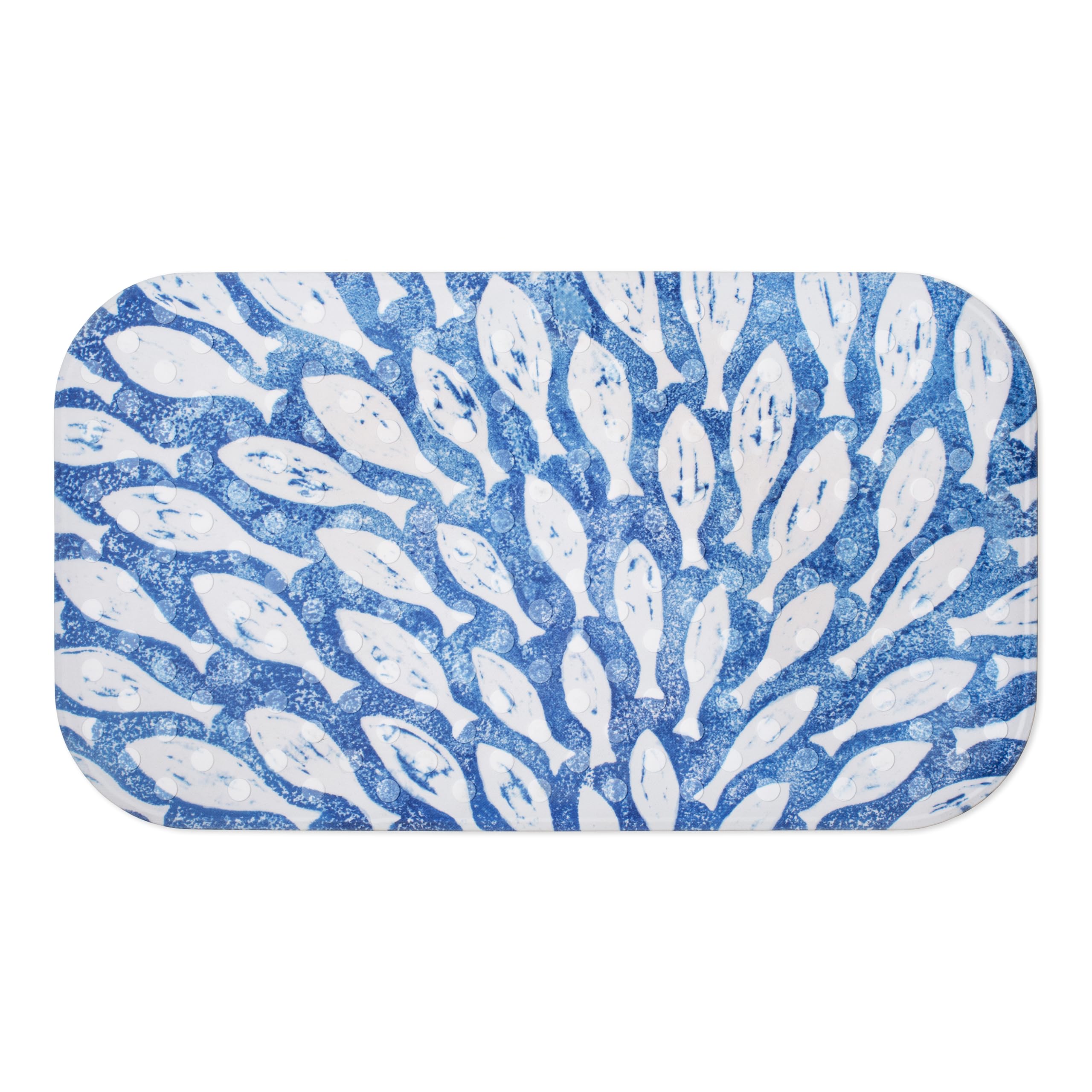 BlissHome Creatures In Bathmat Shoal Fish – Non-Slip Bath Mat with Suction Cups, Printed Polyester Encapsulated in Rubber, 70×40 cm, Hand Wash Only